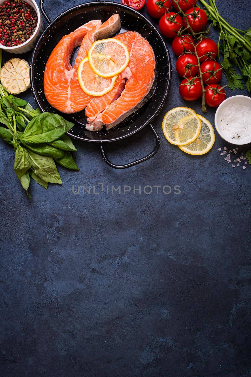 Fresh salmon steak background by its_al_dente
