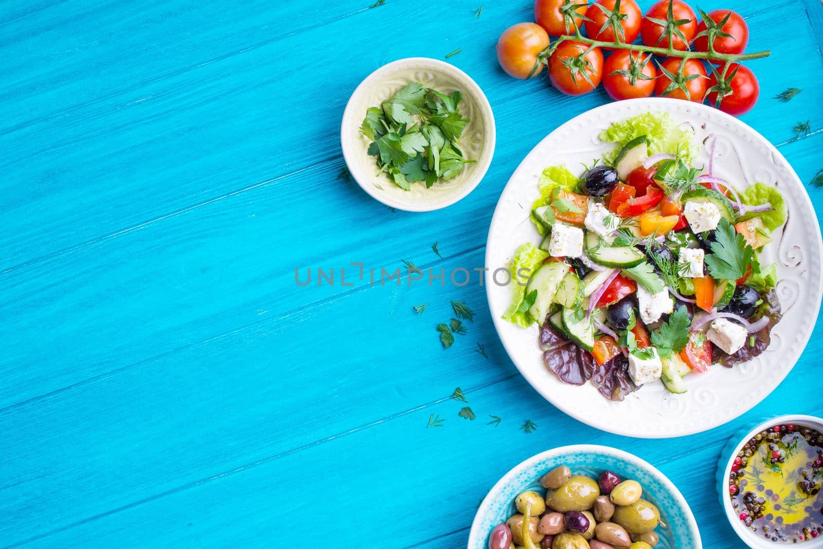 Greek salad background by its_al_dente