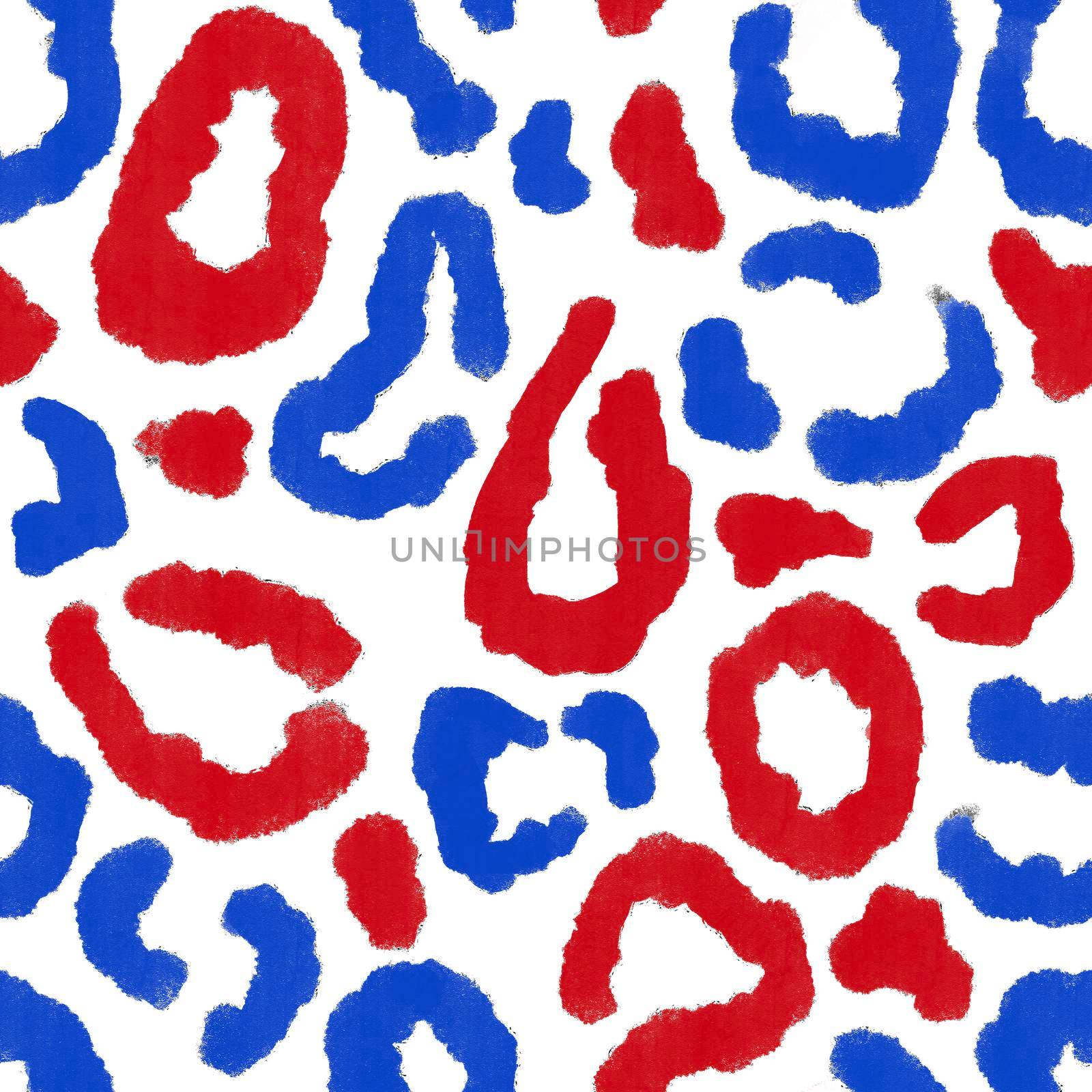 Seamless hand drawn pattern with patriotic leopard cheetah background. American US 4th fourth of July independence day fabric print. Blue red white design for party celebration fashion textile. by Lagmar