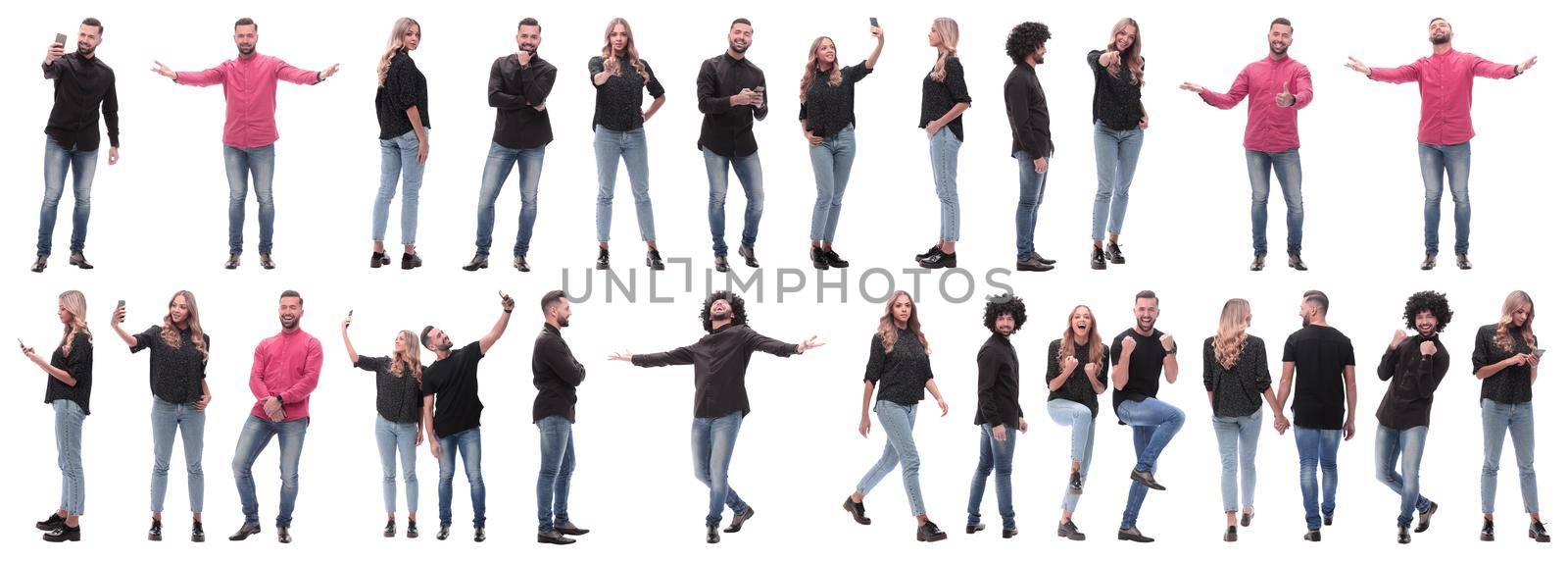 collage of photos of diverse young people. isolated on a white background