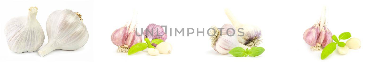 Group of Garlic isolated on a white background with clipping path by Proff