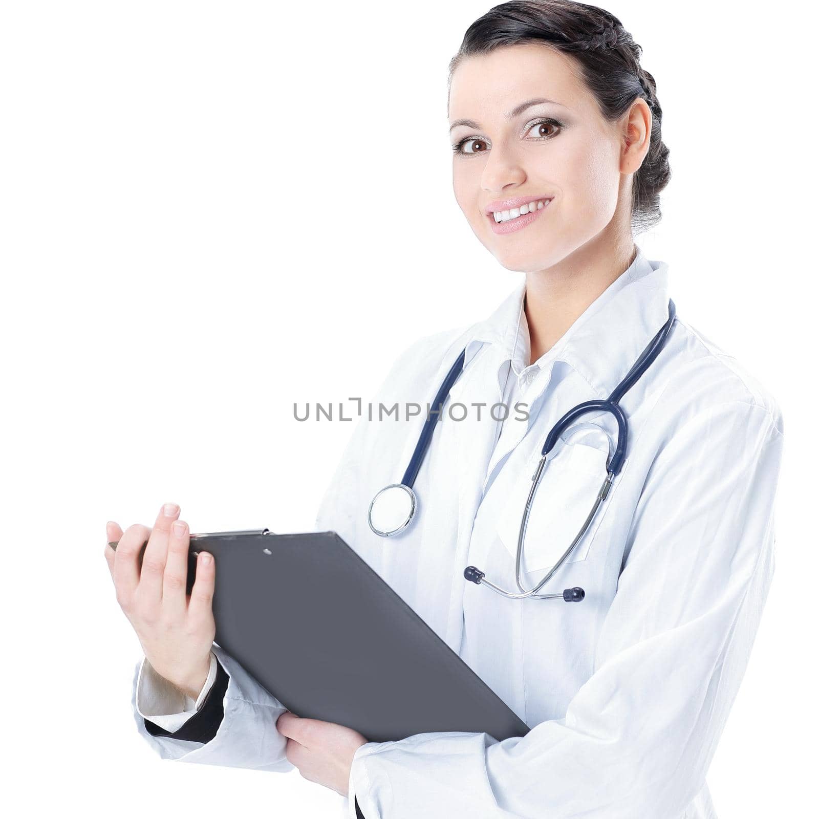 female doctor with documents .isolated on white by SmartPhotoLab
