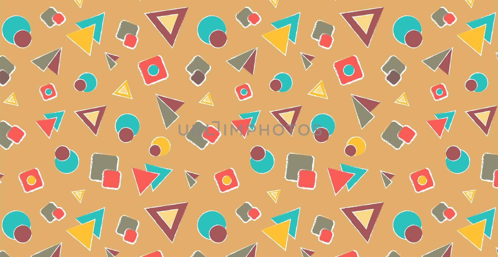 Abstract geometric pattern for children's themes. Bright multi-colored geometric shapes. Ideal for baby wallpapers, wrapping paper, napkins.