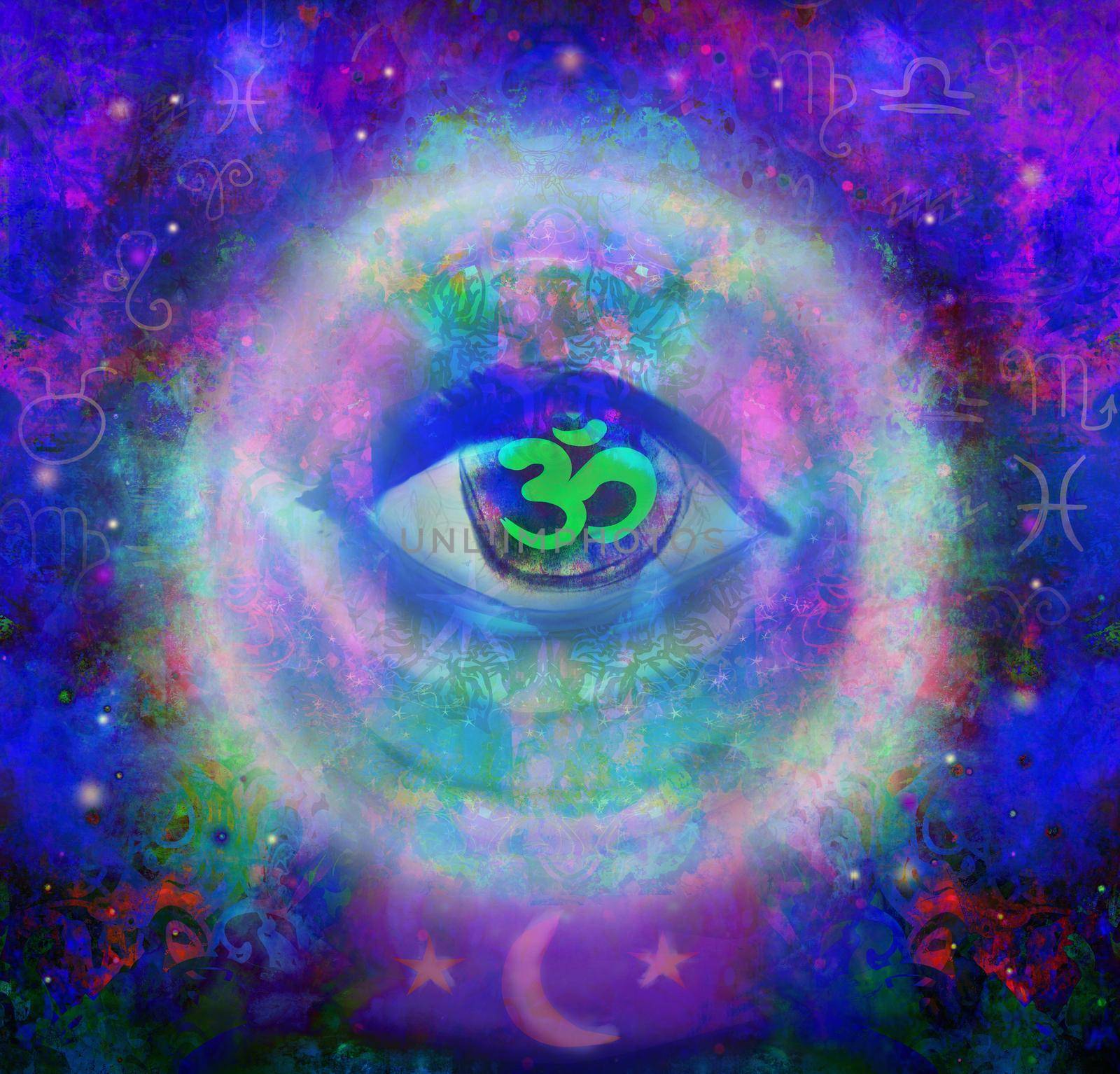 illustration of a third eye mystical sign in glass sphere by JackyBrown