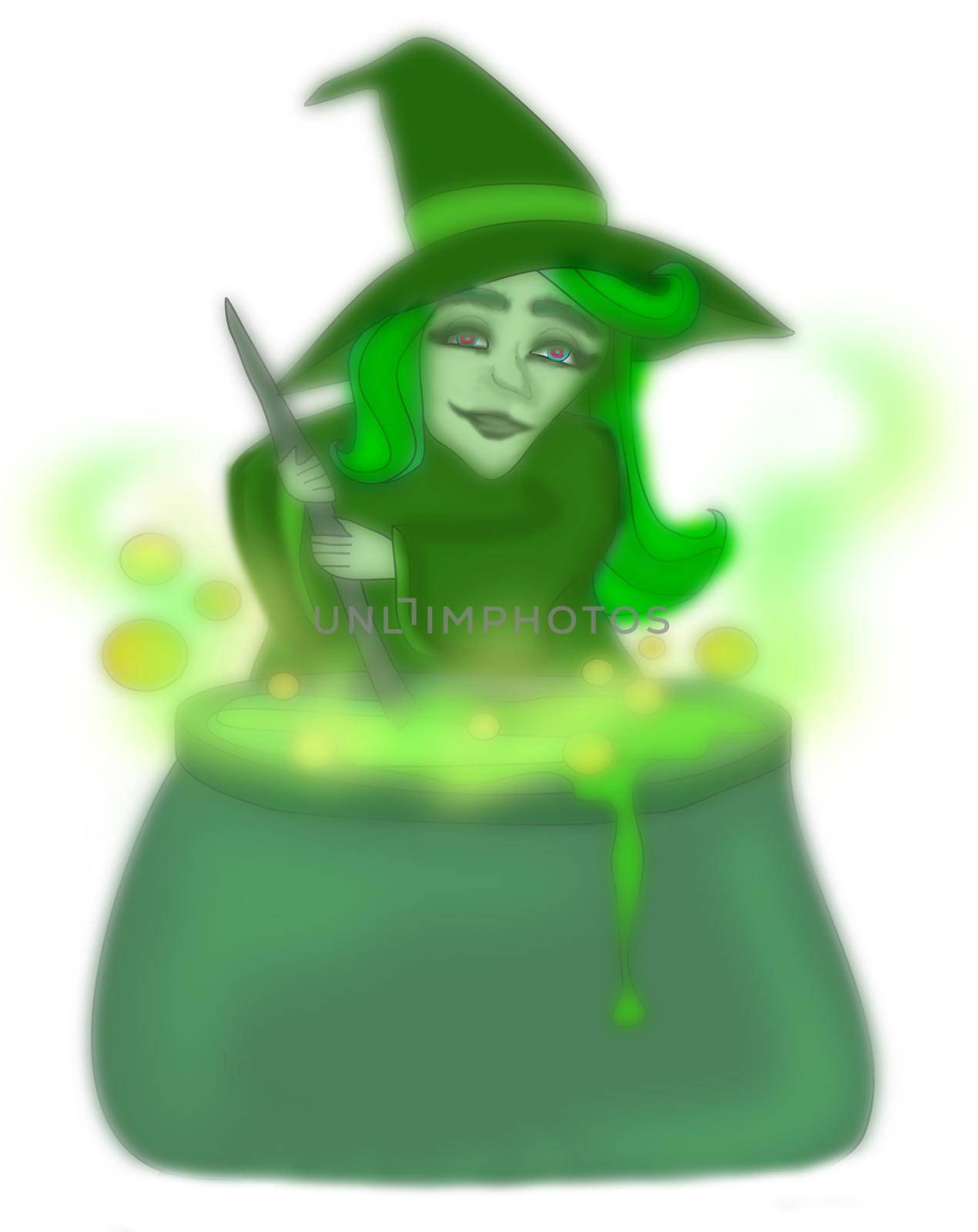 Halloween witch preparing potion