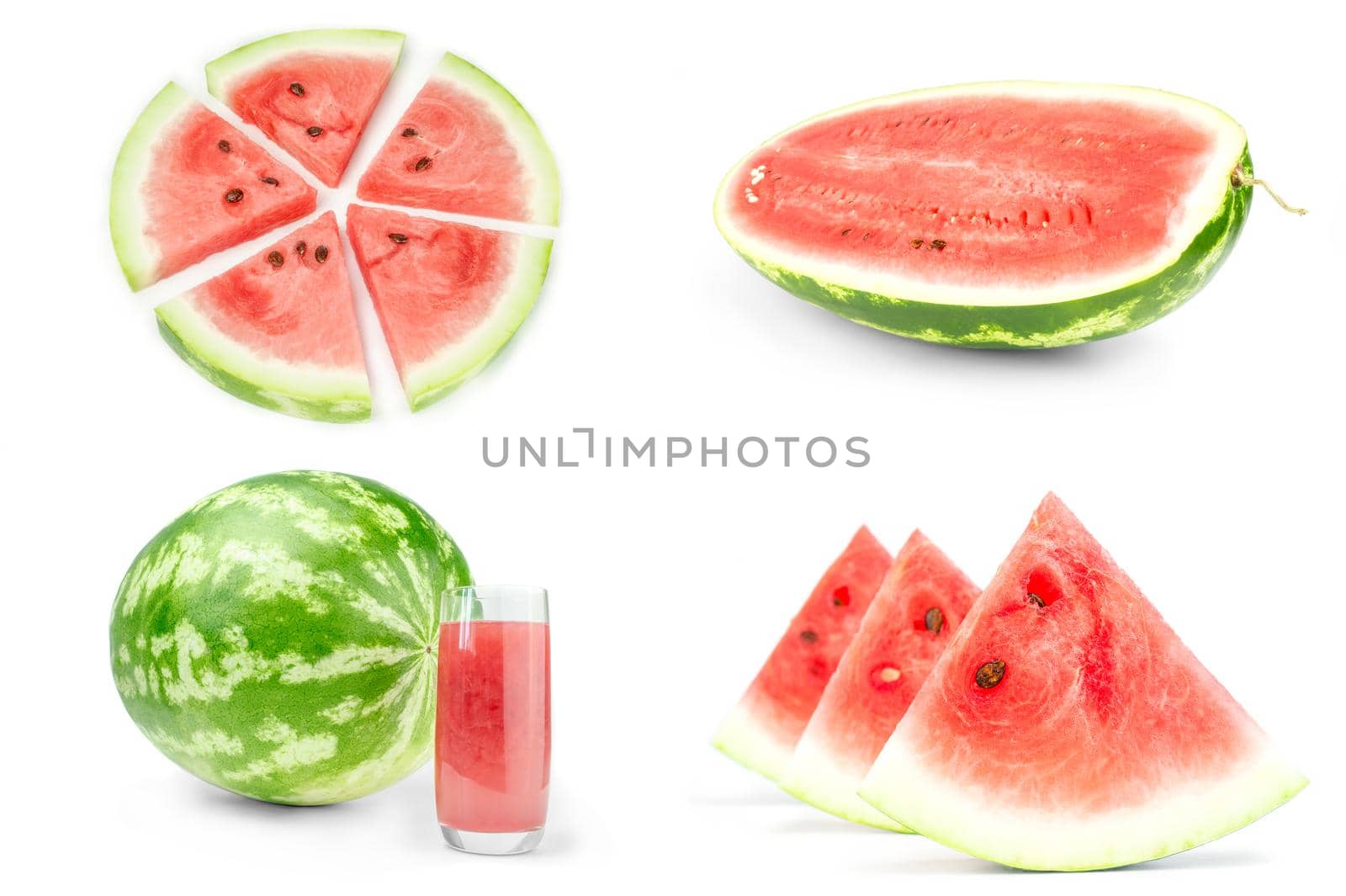 Collage of Ripe watermelon on a background