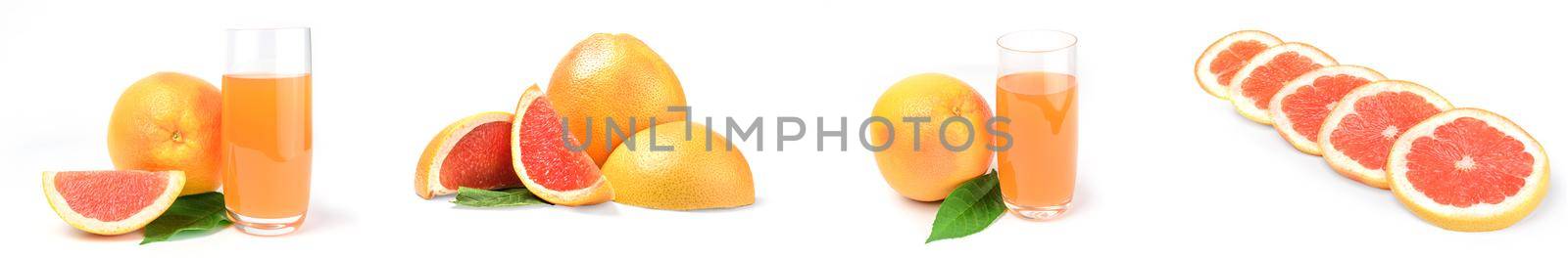 Group of grapefruit isolated on a white background with clipping path