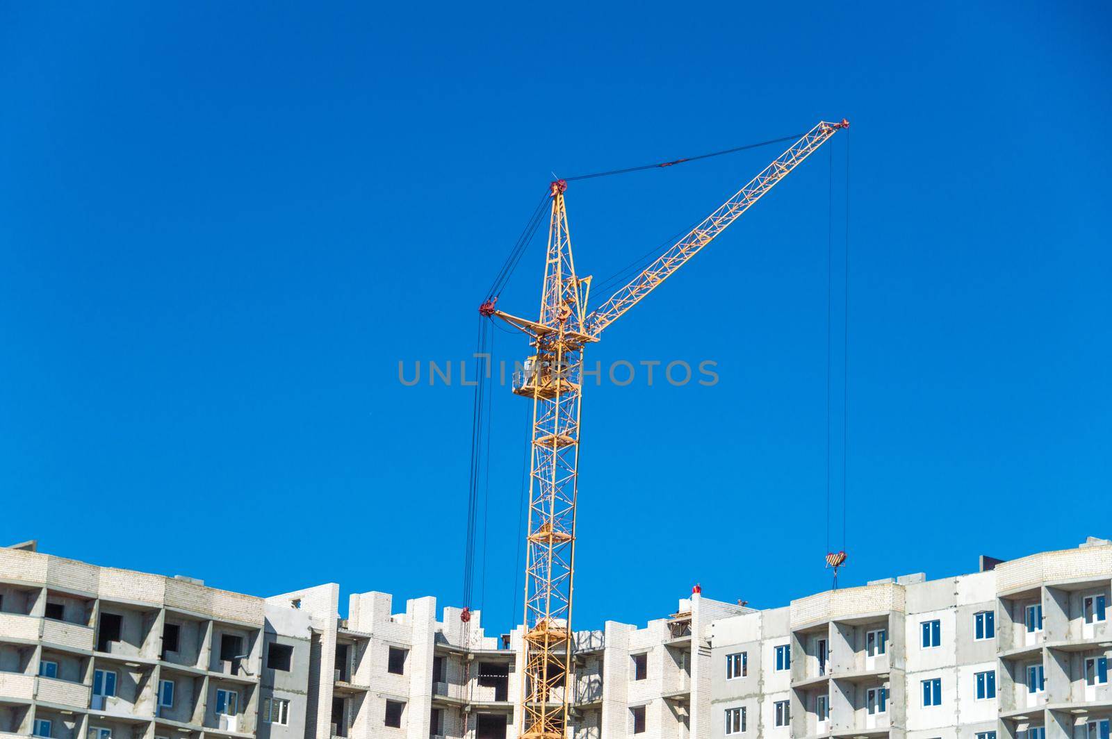 Housing development and large crane
