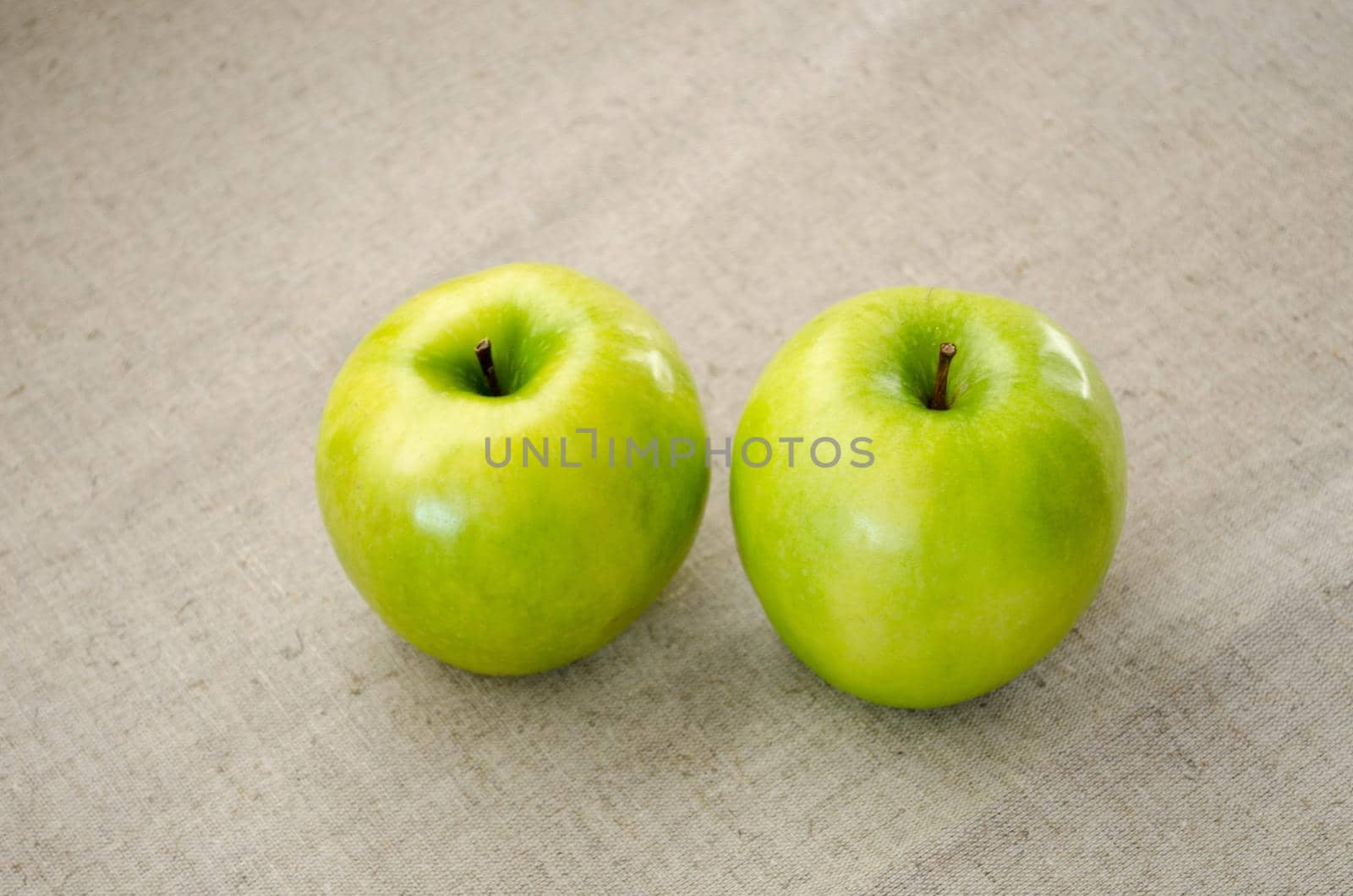 Two green Apple. Ripe sweet apples.