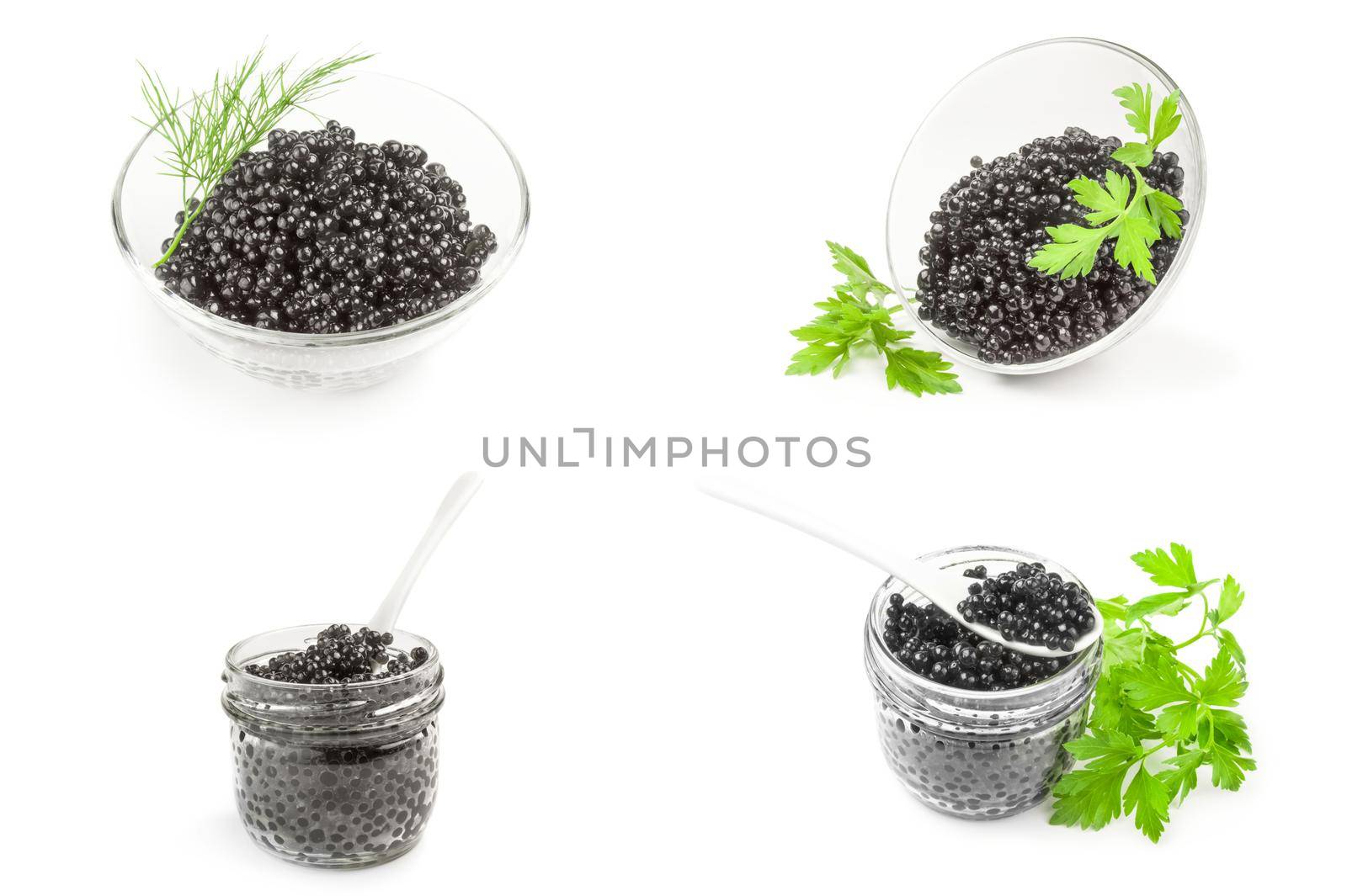 Collection of sturgeon caviar isolated on a white background cutout by Proff