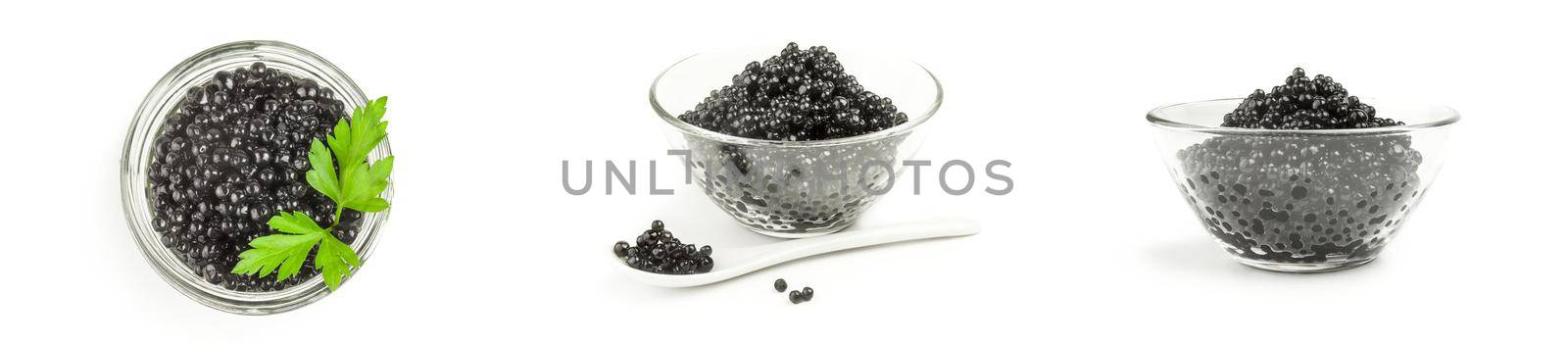 Collection of sturgeon caviar isolated over a white background by Proff