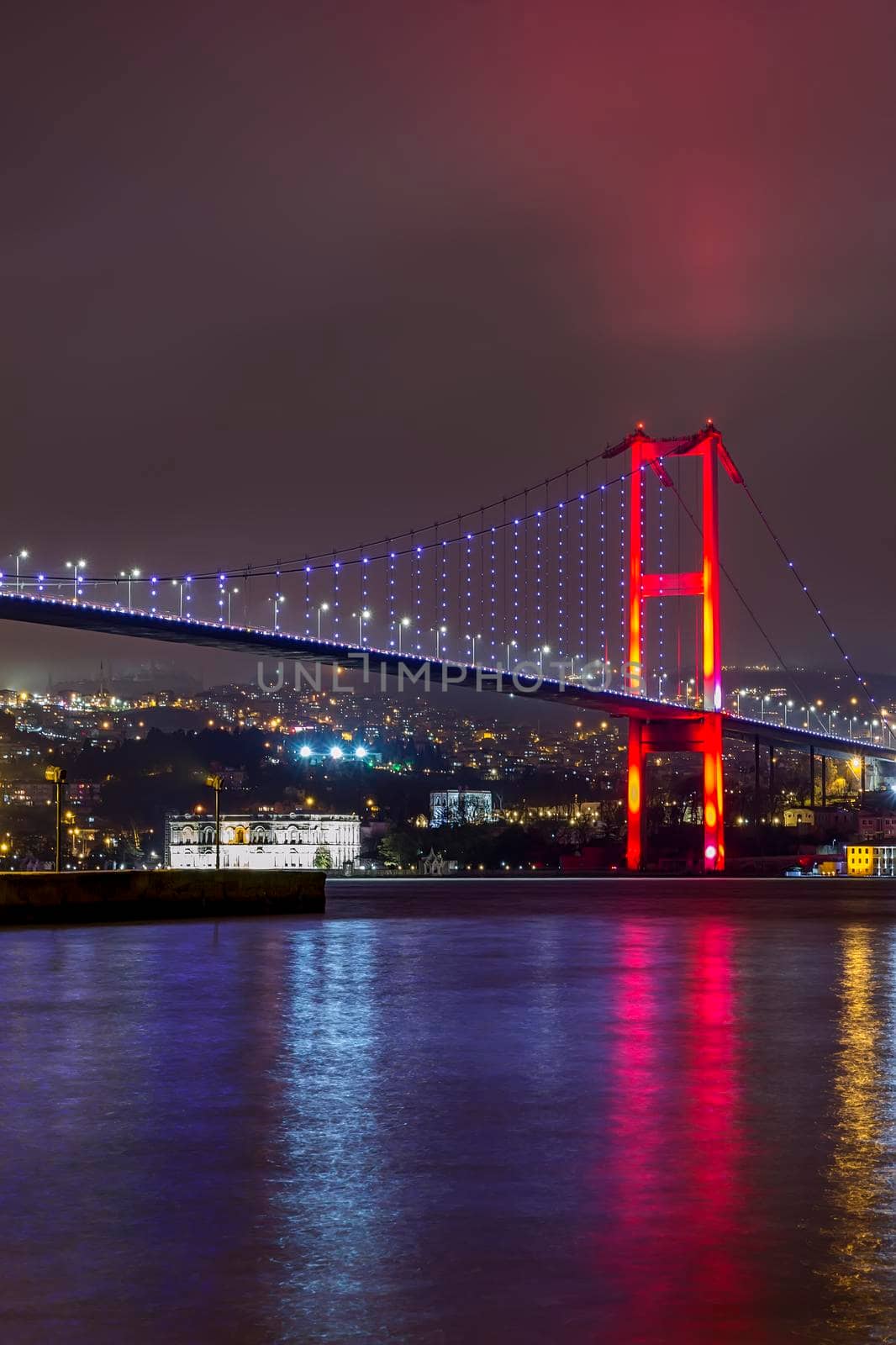 Night view of Bosphorus bridge with lights Istanbul, Turkey  by EdVal