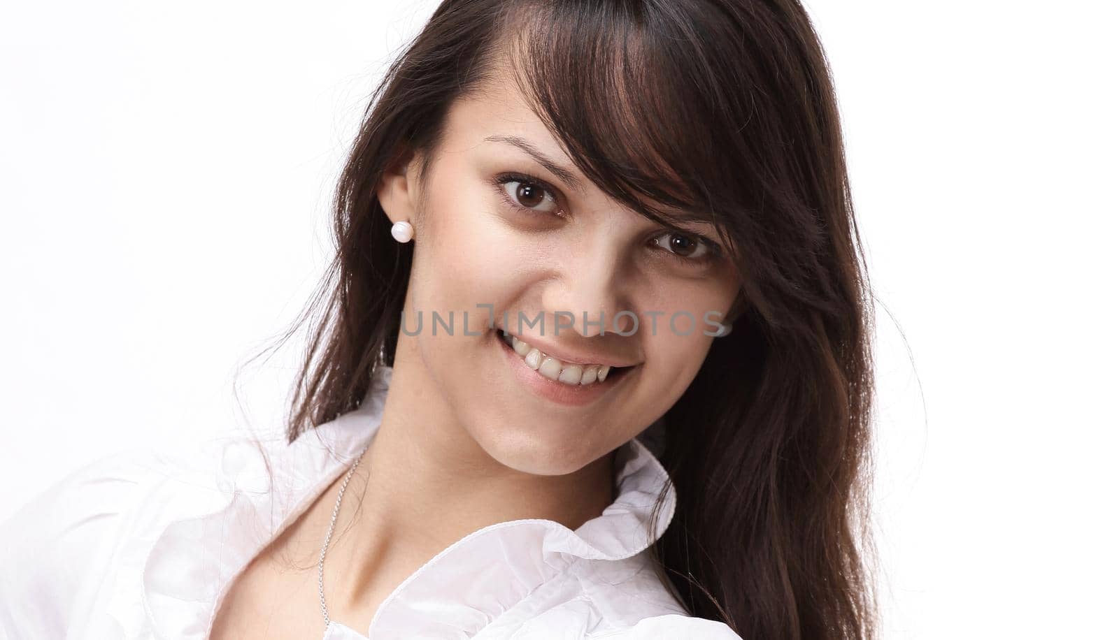 closeup. portrait of a confident young woman.isolated on white.