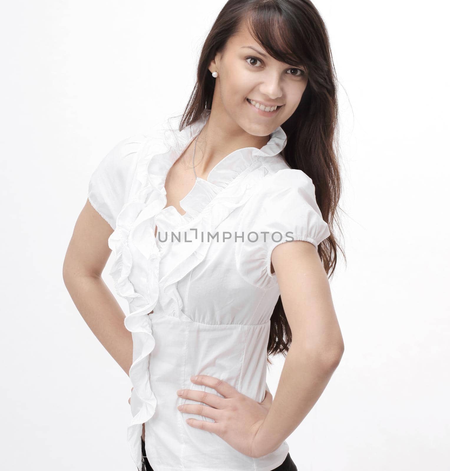 closeup. portrait of a confident young woman.isolated on white.