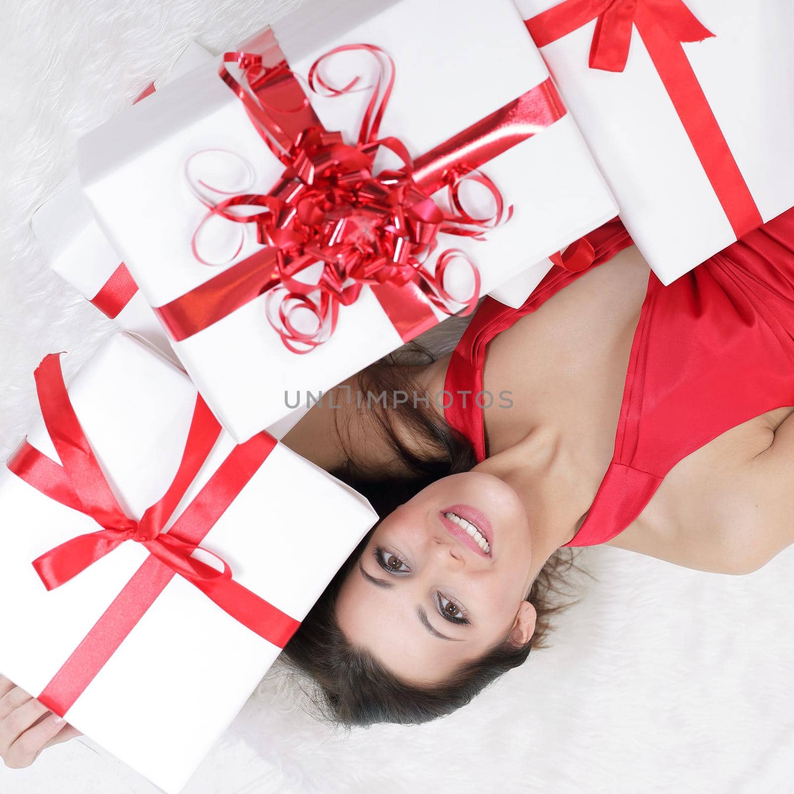 closeup. enthusiastic beautiful woman with her gift.photo with copy space.