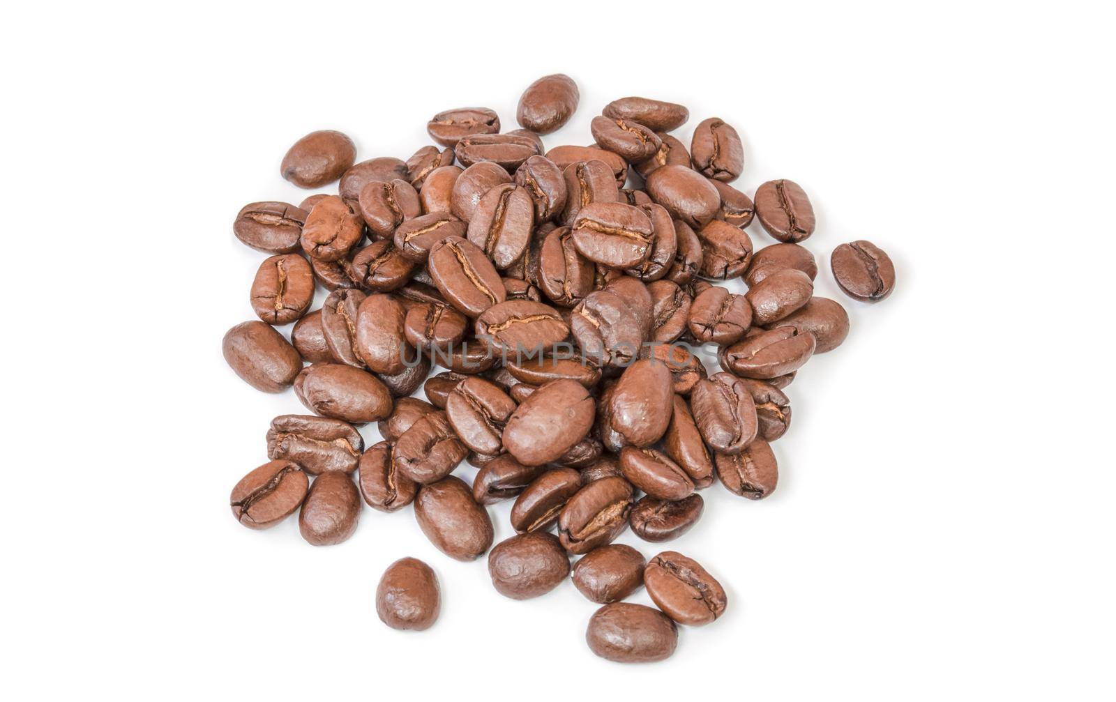 Coffee grains isolated on a white cutout