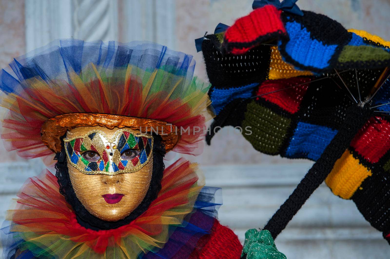 VENICE, ITALY - Febrary 21 2020: The masks of the Venice carnival 2020