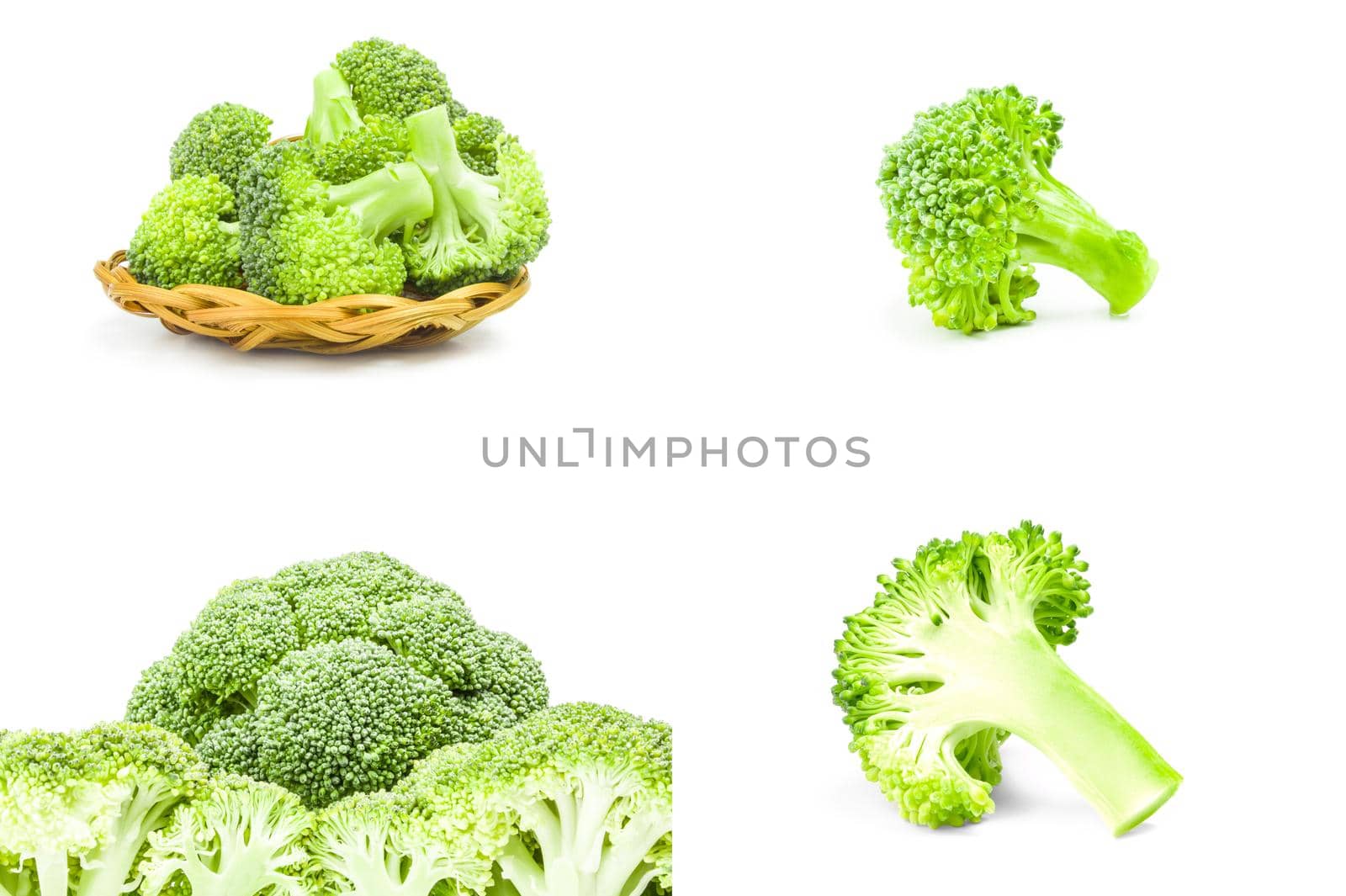Collection of fresh raw broccoli isolated on a white background by Proff