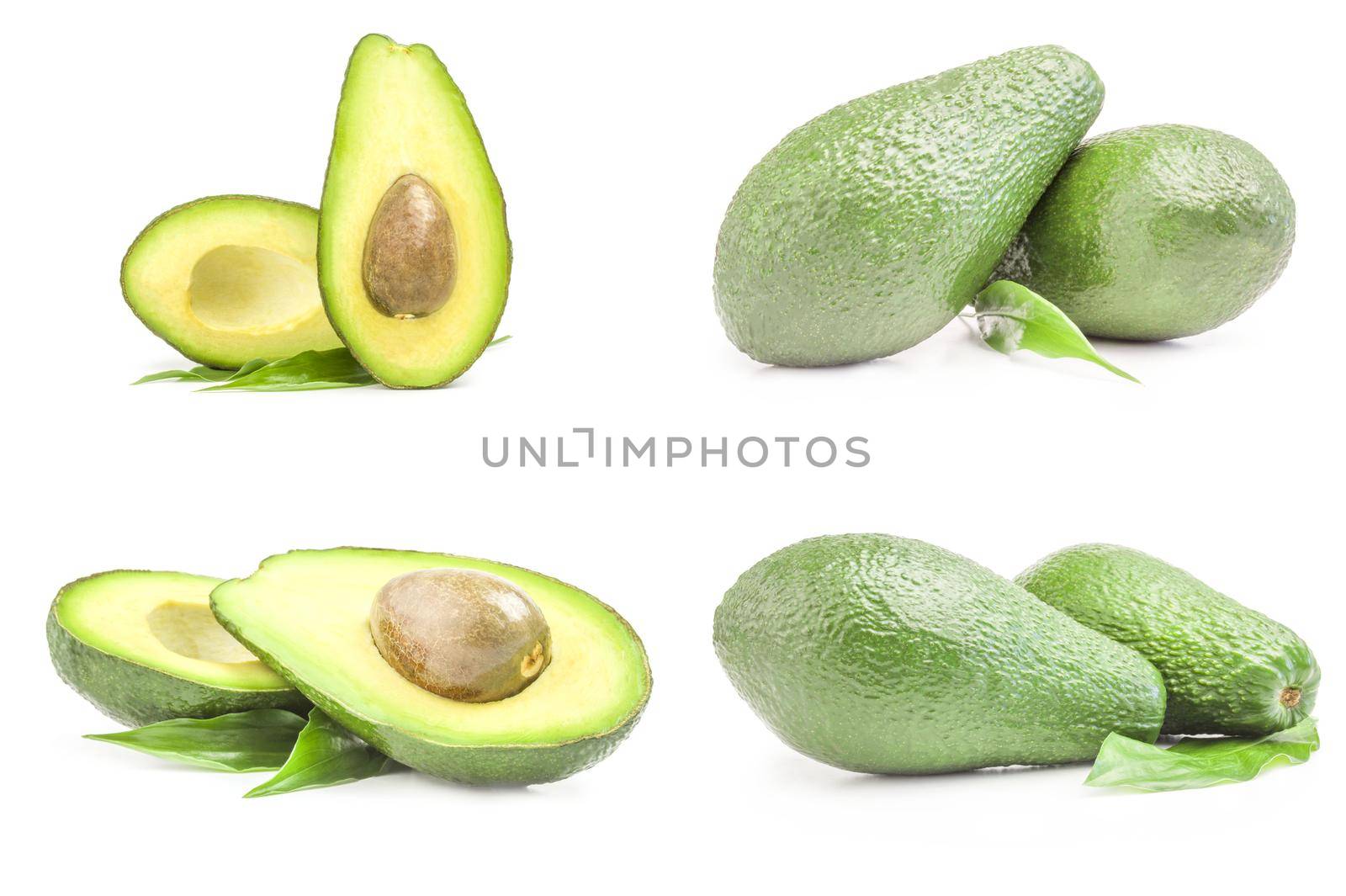 Group of green avocados isolated over a white background by Proff