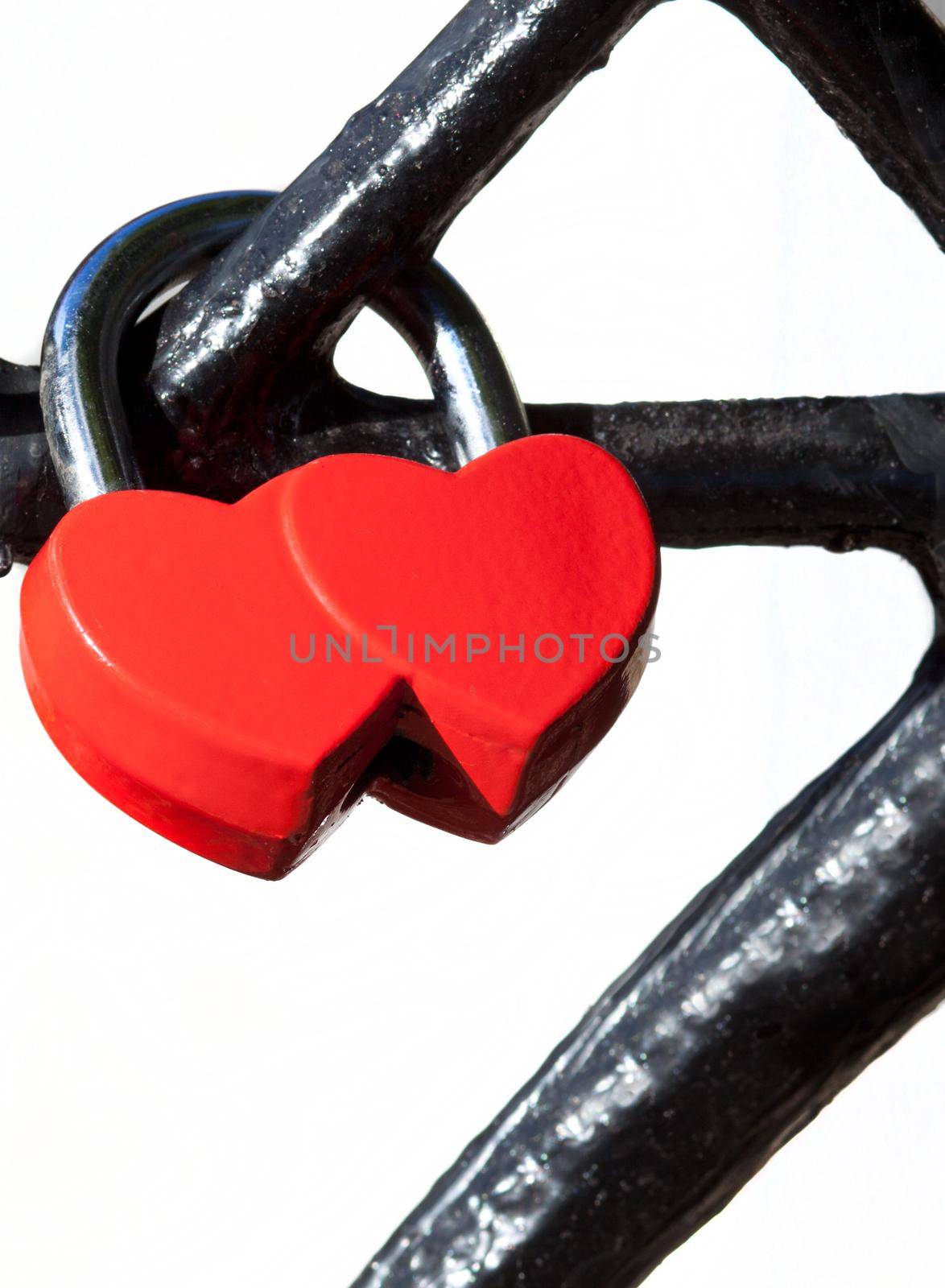 Red lock in the form of two hearts by BY-_-BY