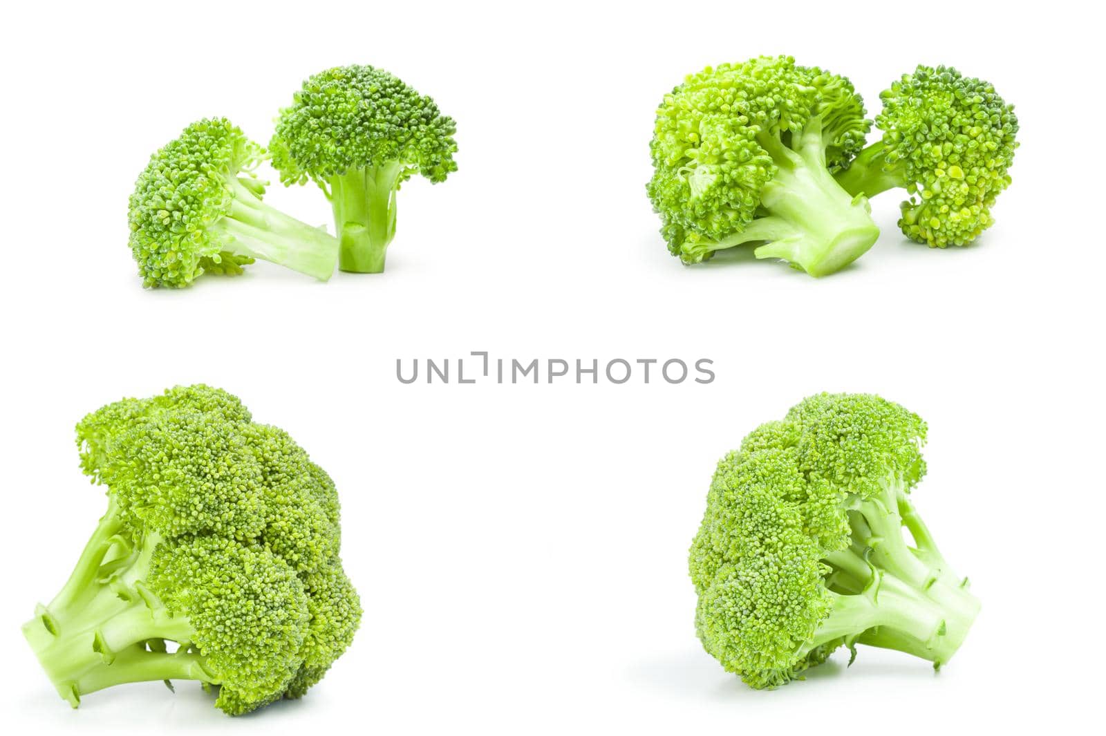 Group of fresh head of broccoli isolated on a white background cutout by Proff