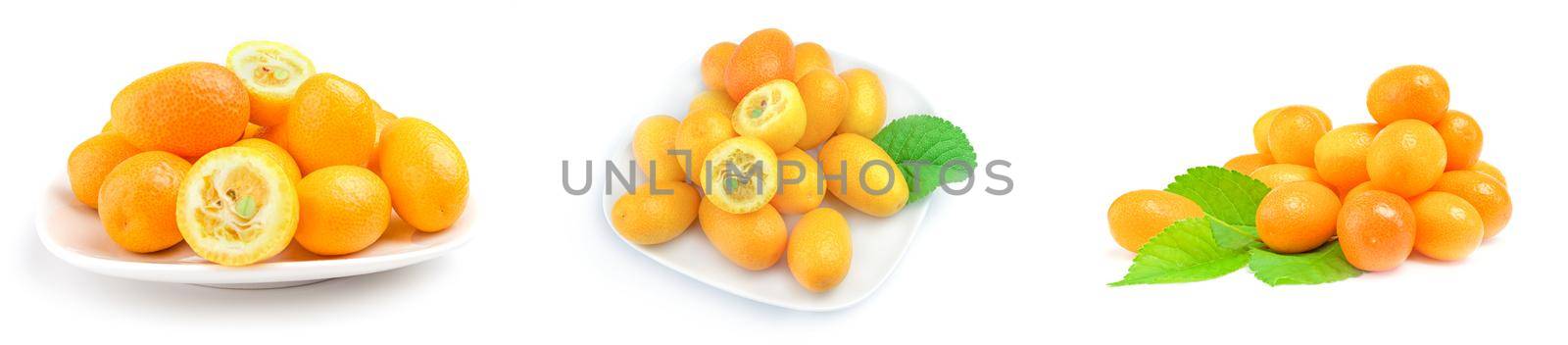 Collage of cumquats isolated on a white background by Proff