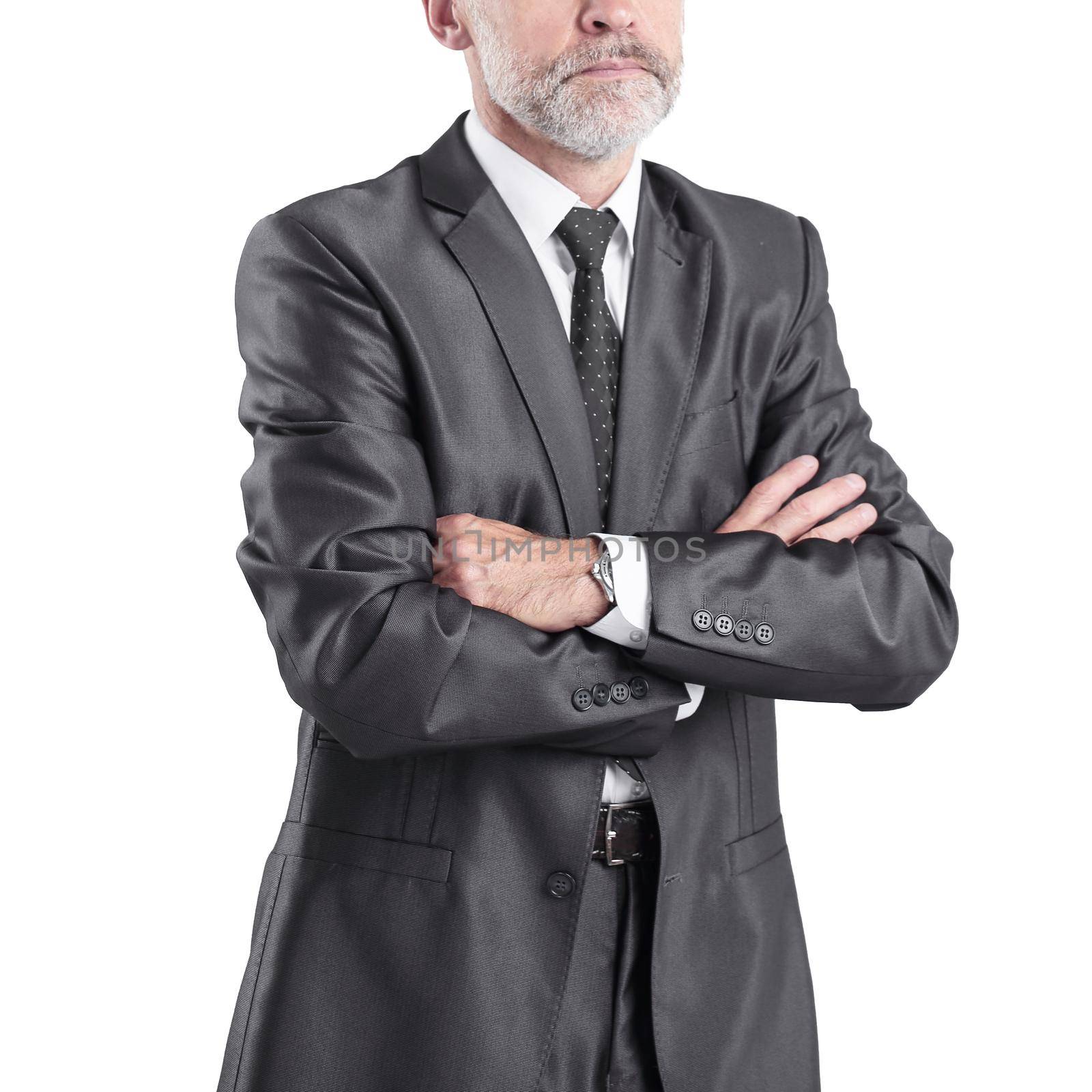 portrait of a serious businessman.isolated on grey background.