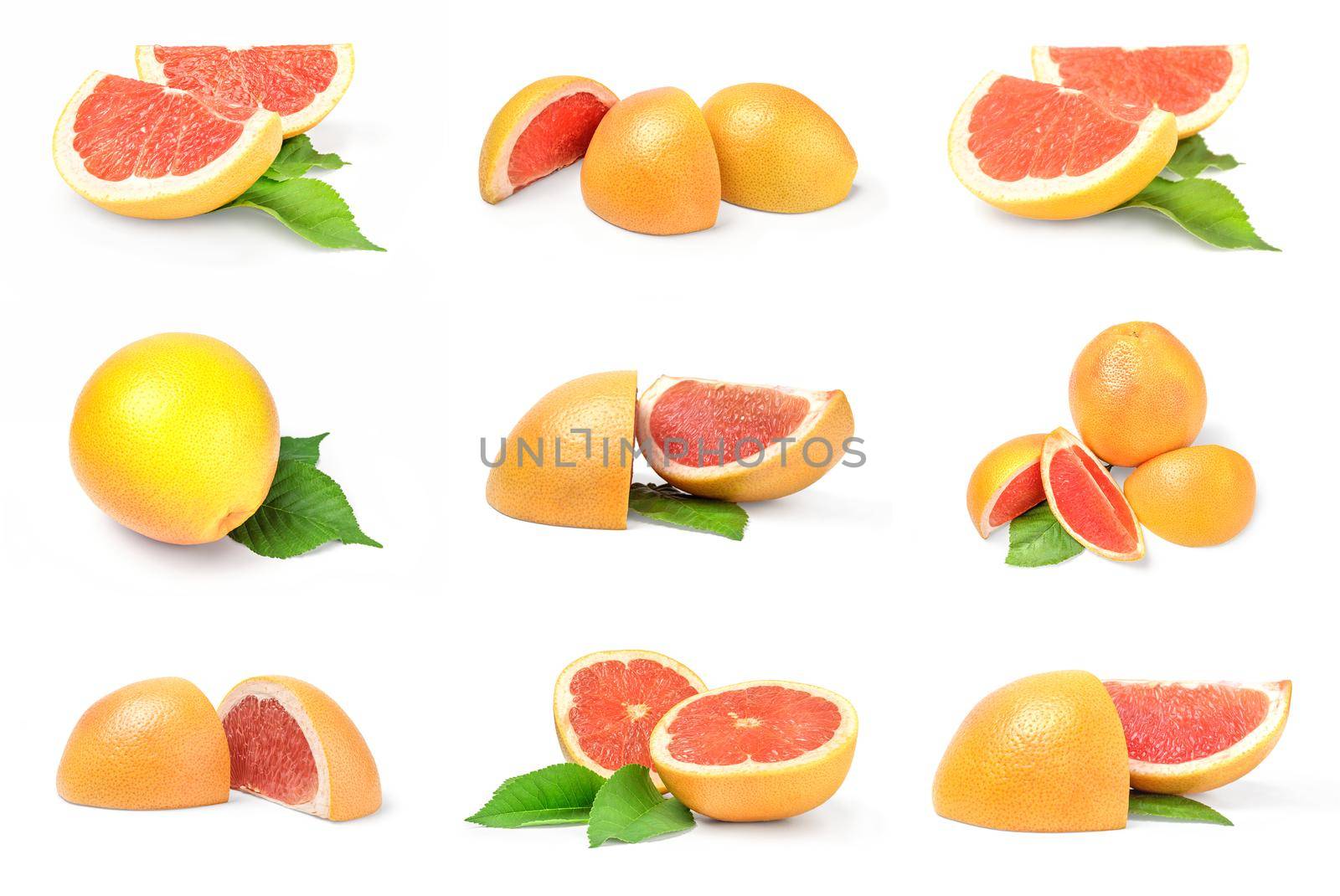 Collage of grapefruit isolated on a white background by Proff