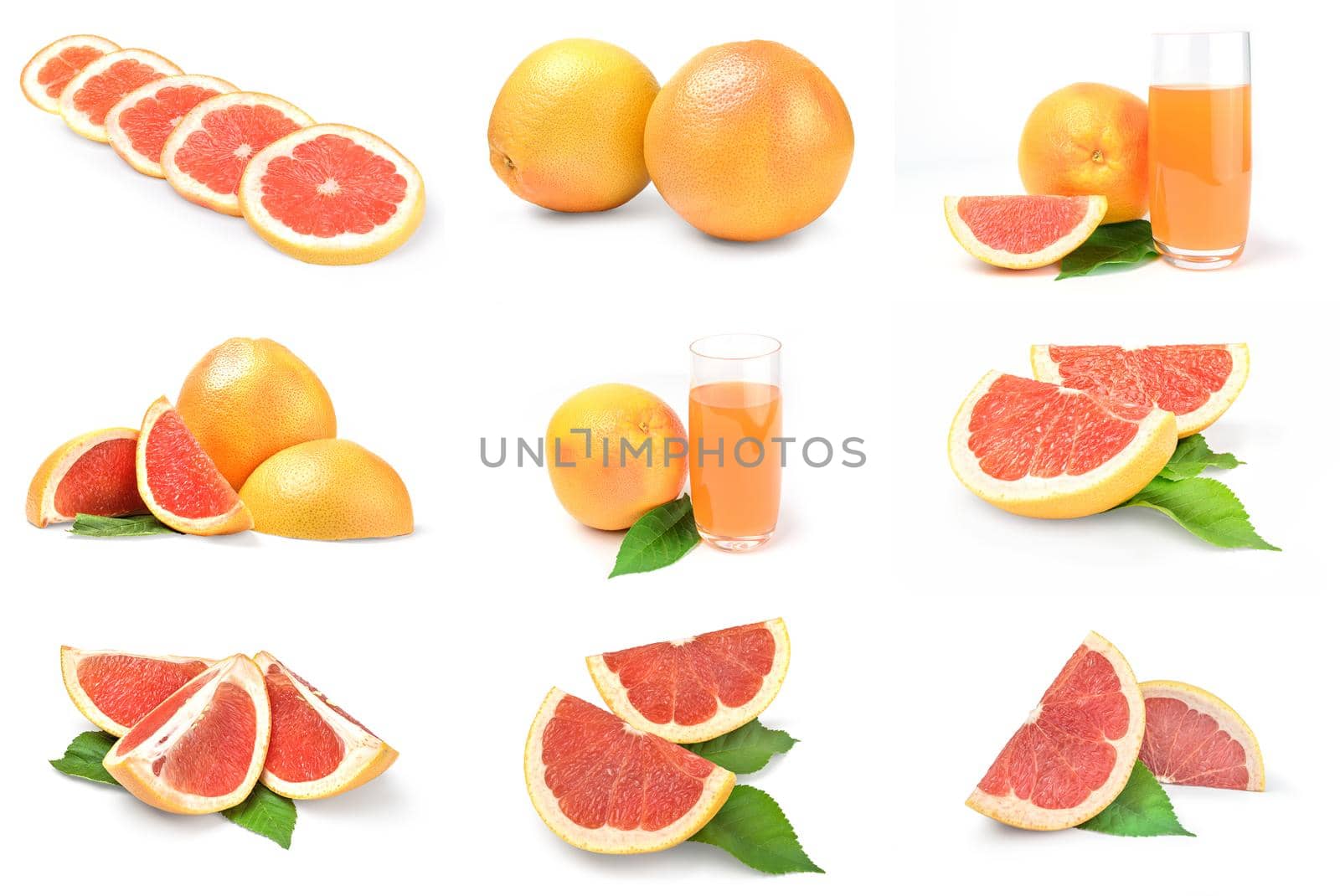 Set of grapefruit on a white background by Proff