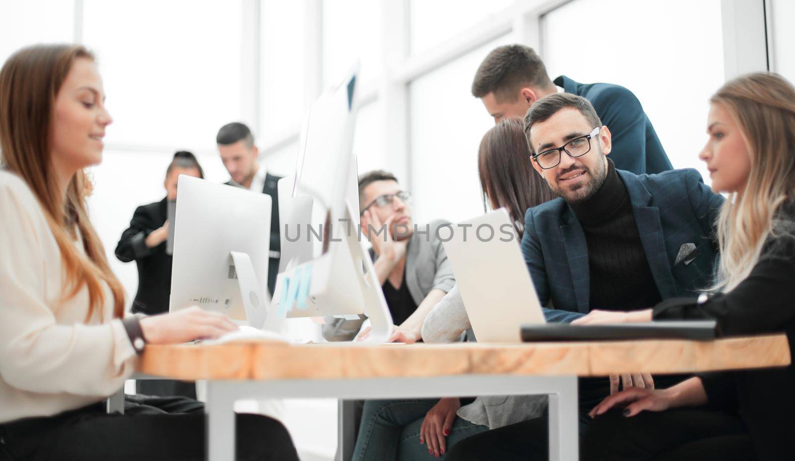 young entrepreneur and working group sitting at office Desk . office weekdays