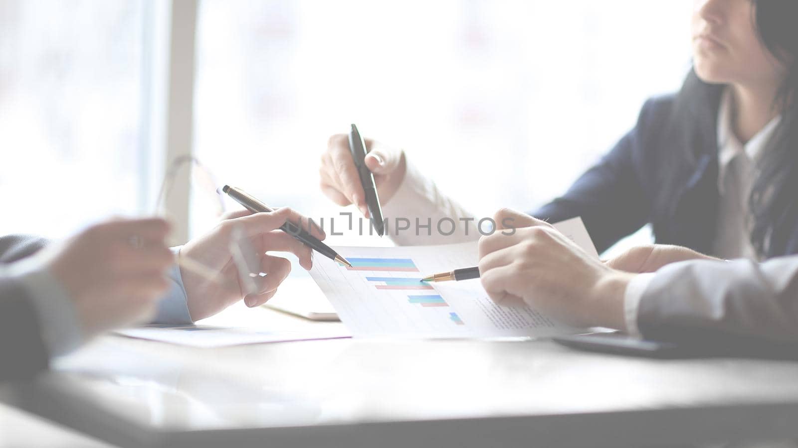 close up. the business team analyzes the financial data.business concept