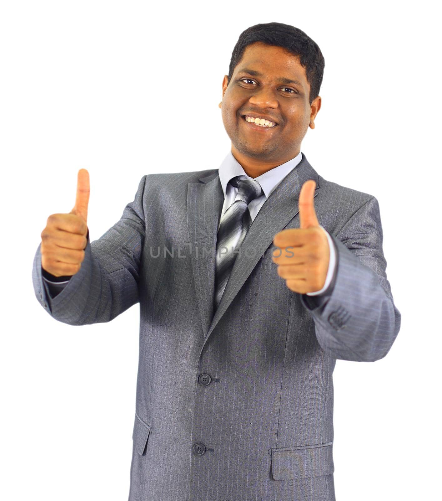 Portrait of young business man isolated on white