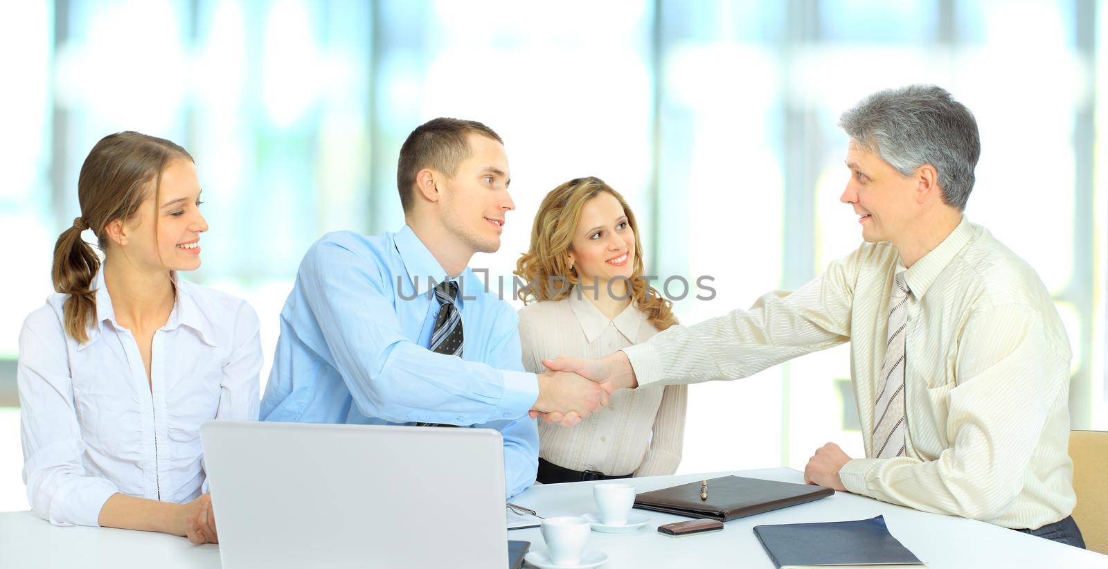 Group of businessmen discussing income.