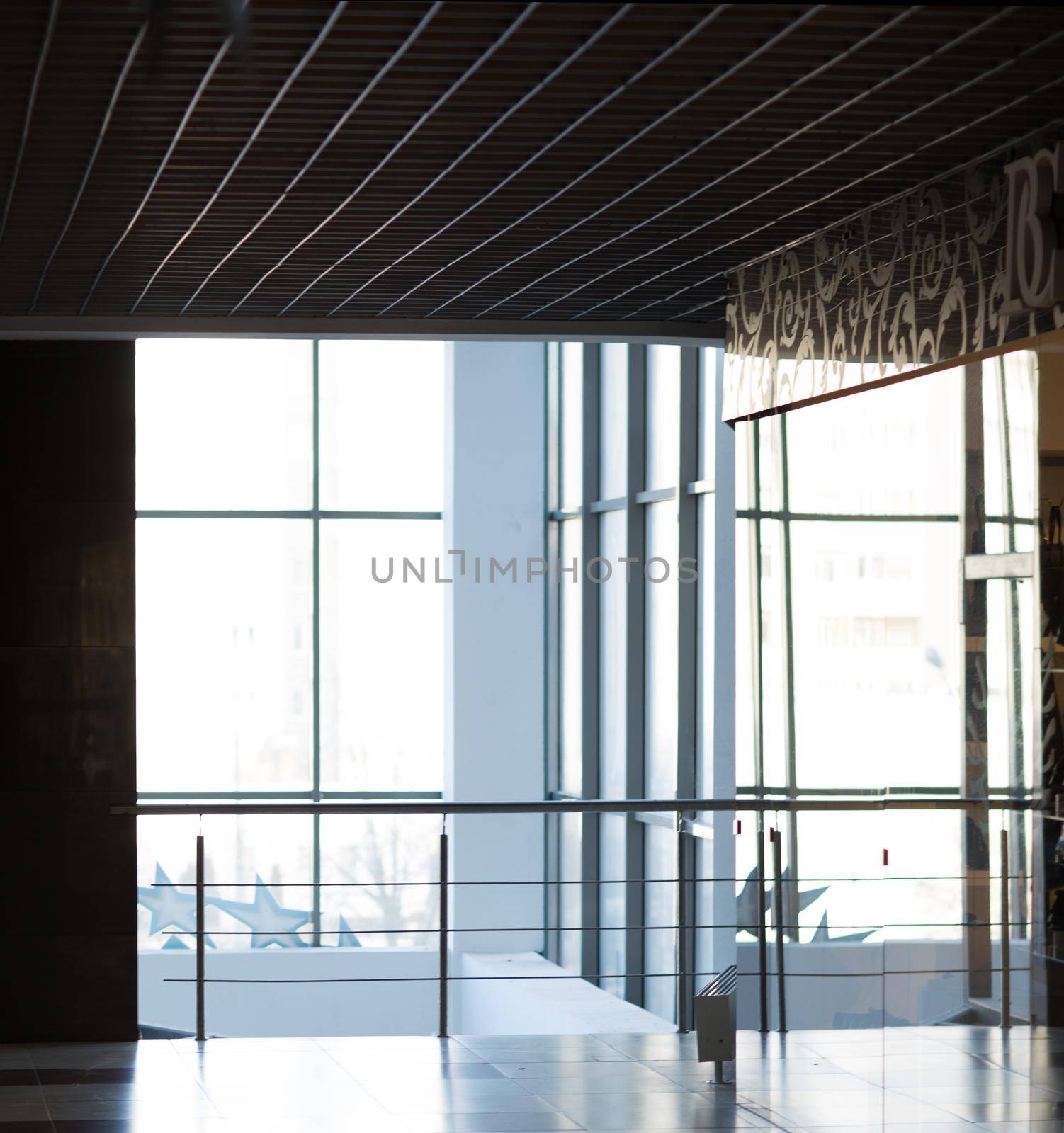 Glass wall in the office building