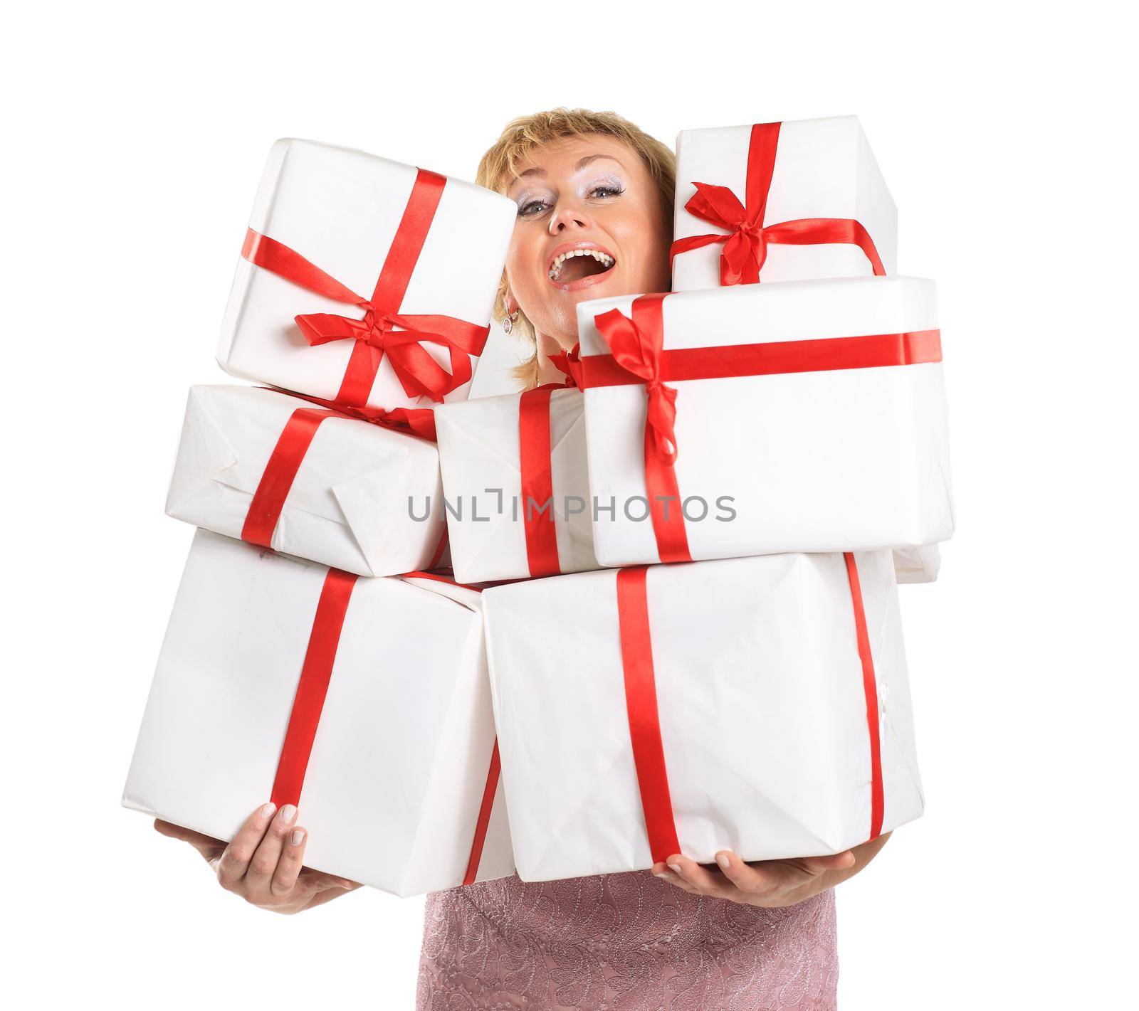 happy woman with a gift