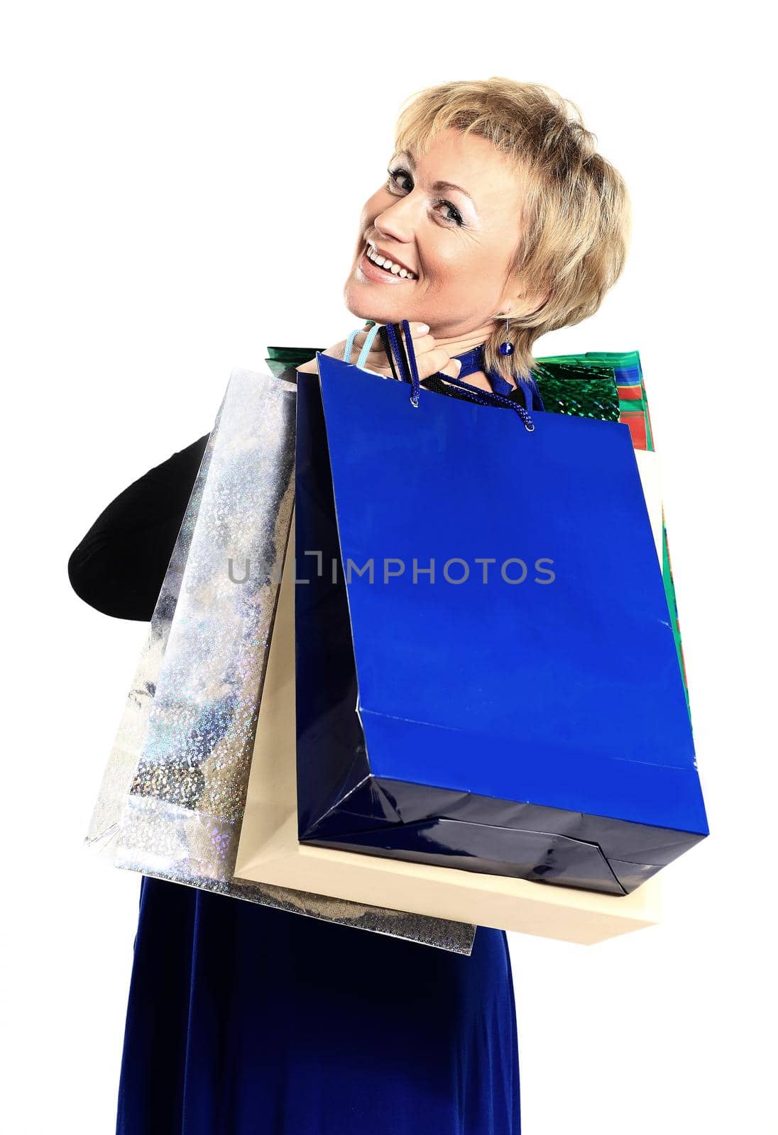 Beautiful woman in a campaign behind purchases.