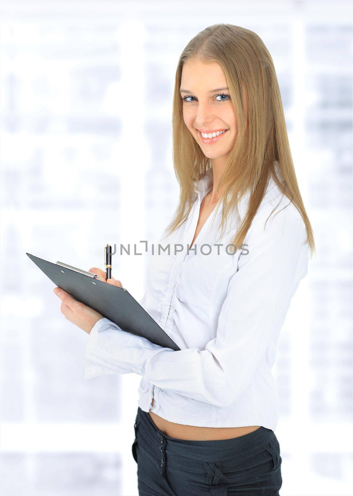 Nice business woman with the work plan.
