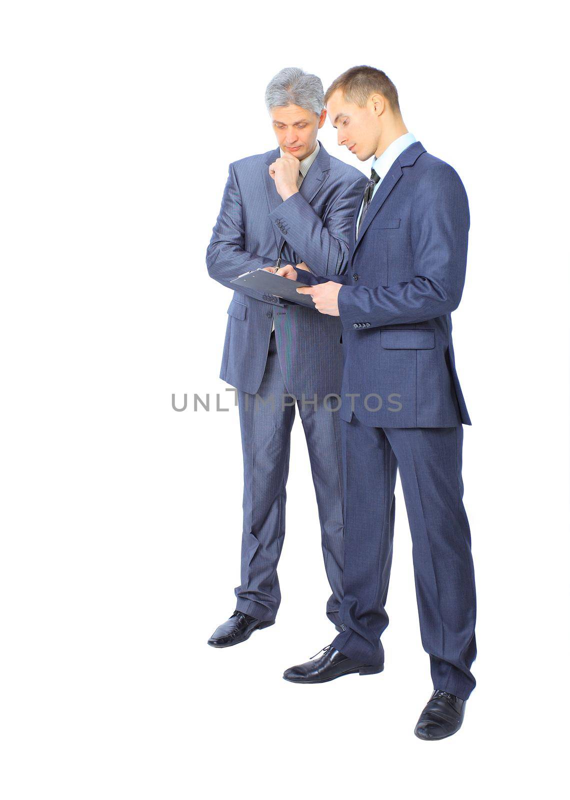 Two businessmen conclude a deal. by SmartPhotoLab