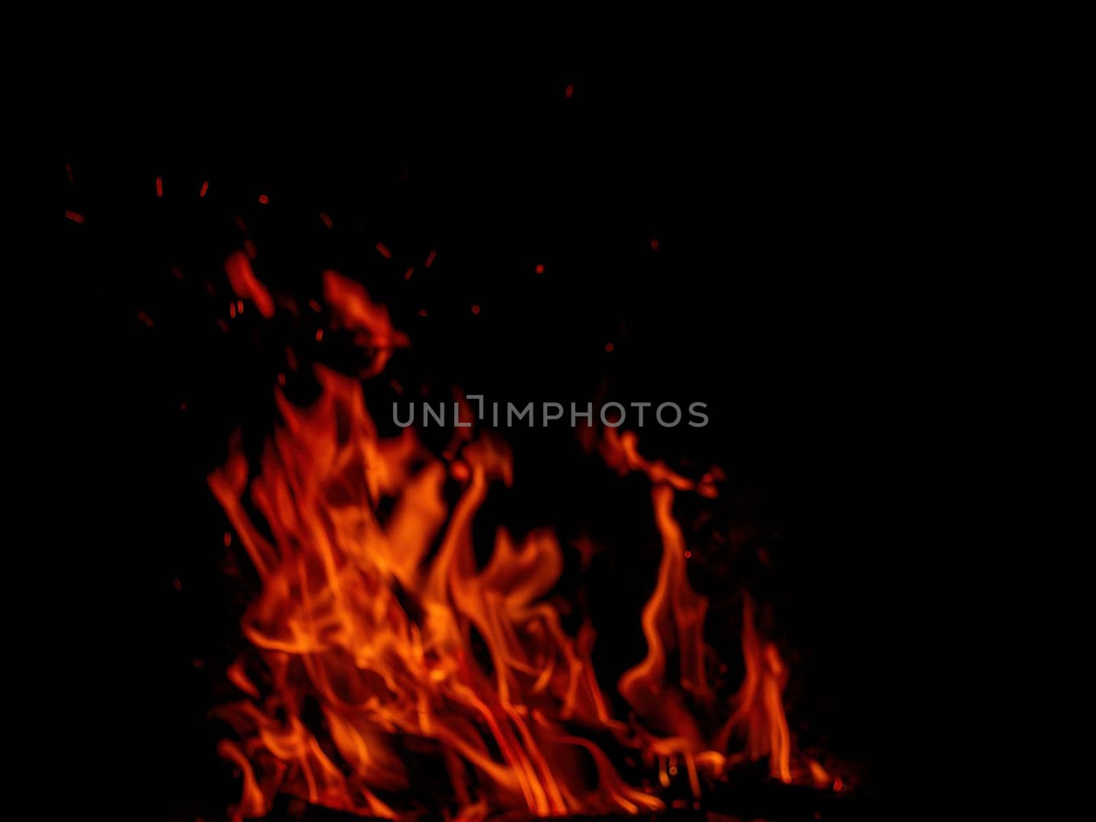 Fire flames abstract on black background. photo