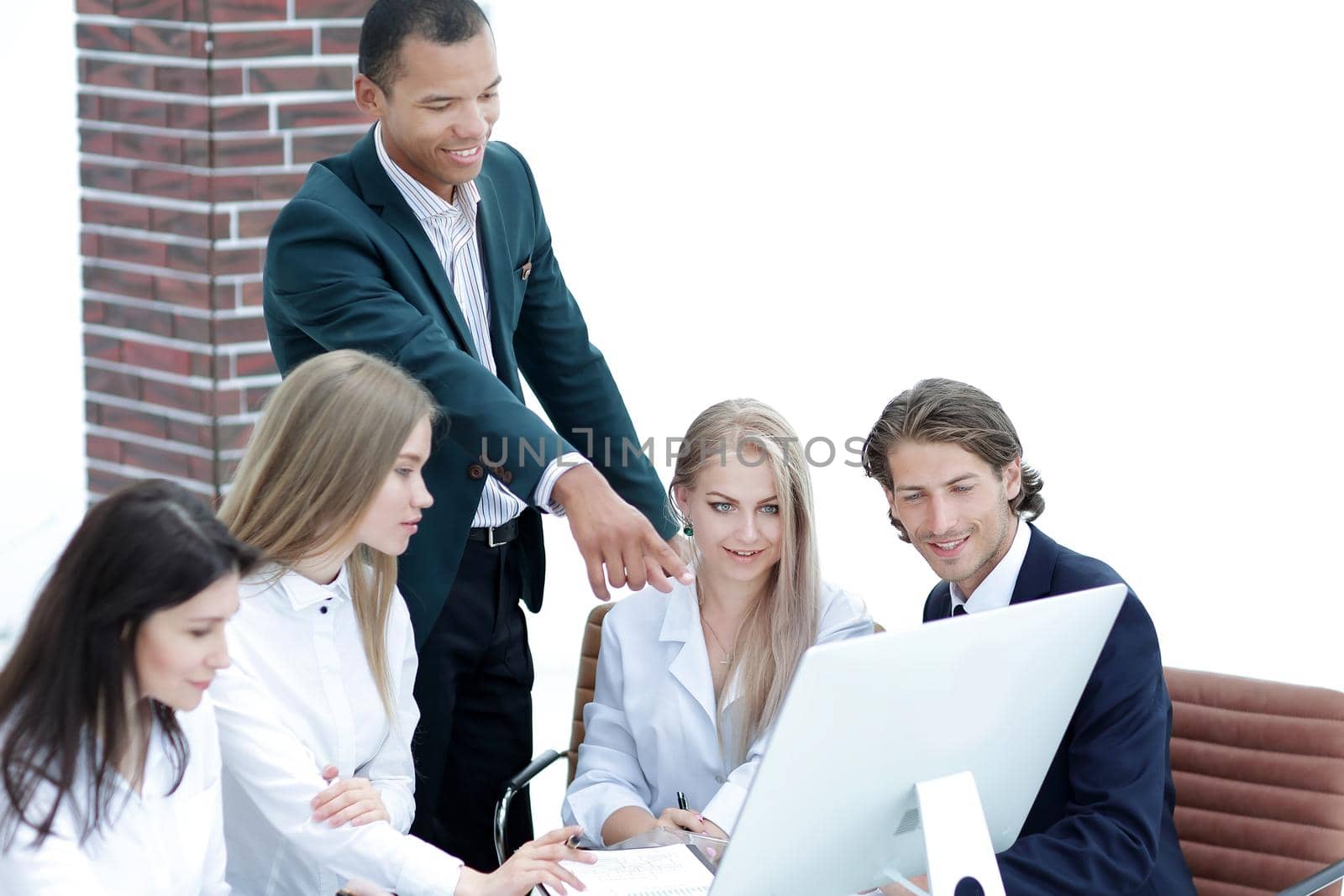 business team discussing business issues in a modern office.photo with place for text