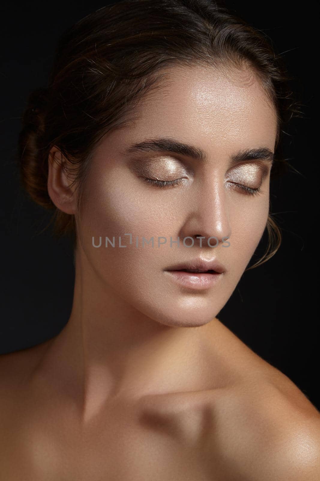 Beautiful face of young woman. Skincare, wellness, spa. Clean soft skin, healthy fresh look. Natural daily makeup by MarinaFrost