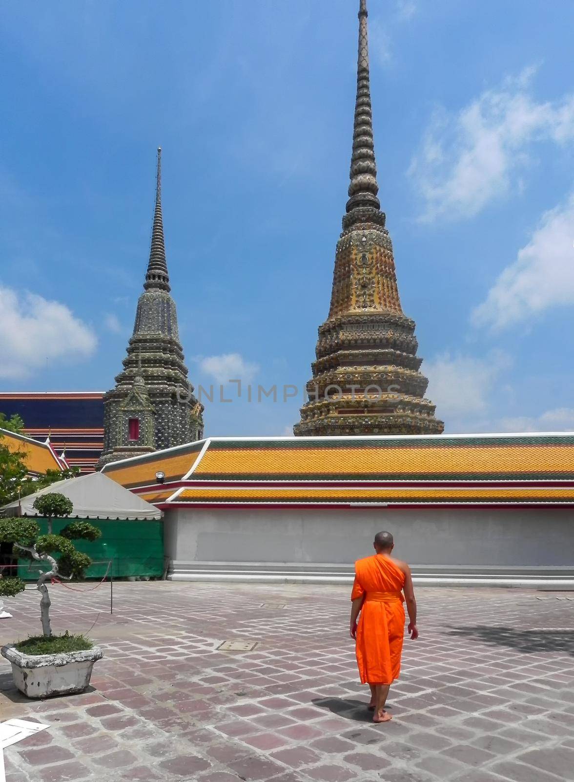 Buddhist monk at the temple of Wat Pho in Bangkok.