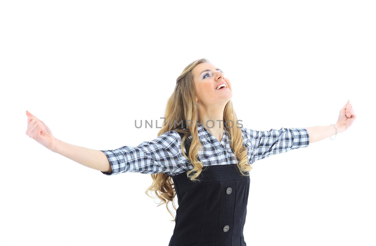 Beautiful business women. Isolated on a white background.