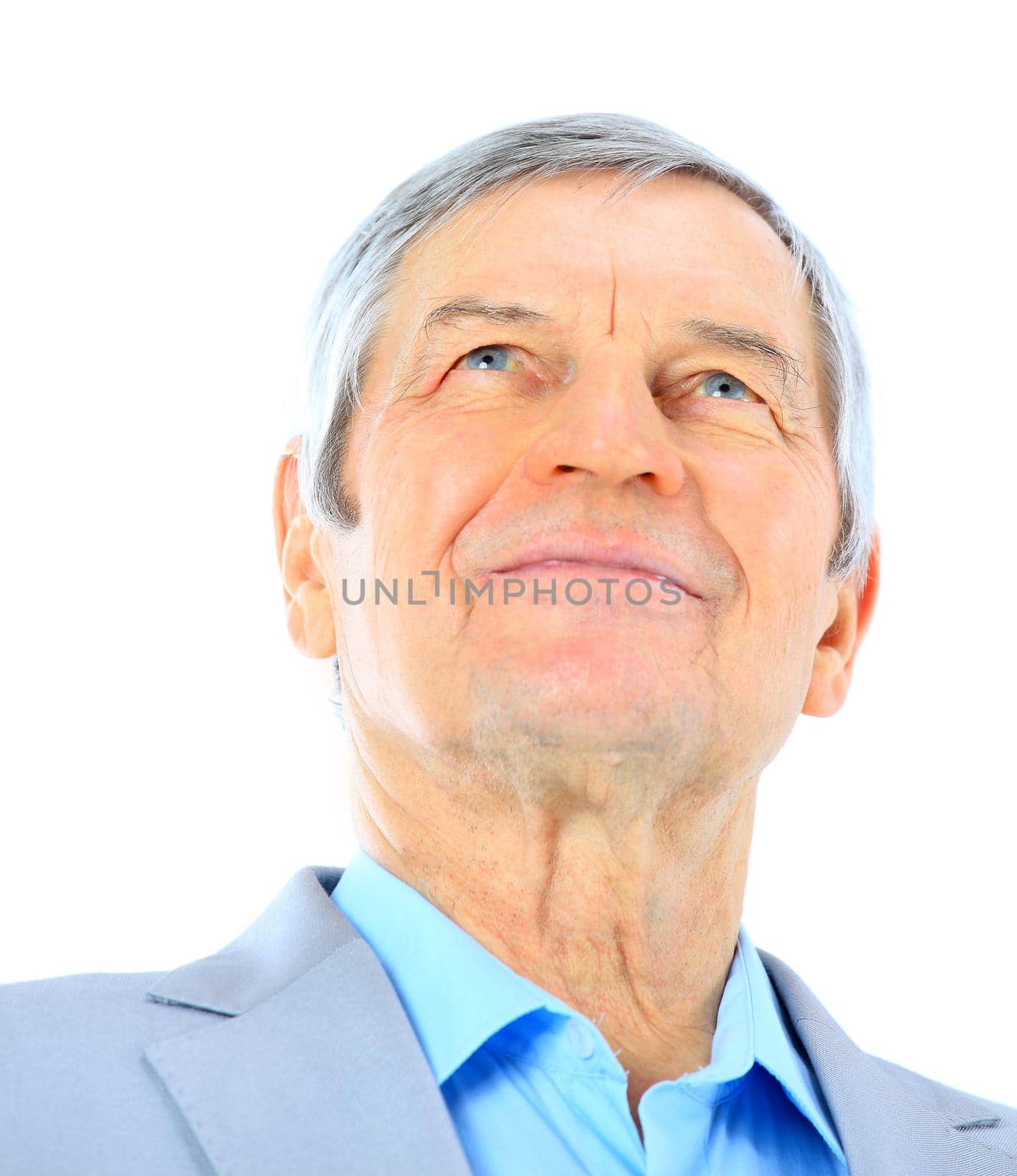 Nice businessman at the age of. Isolated on a white background.