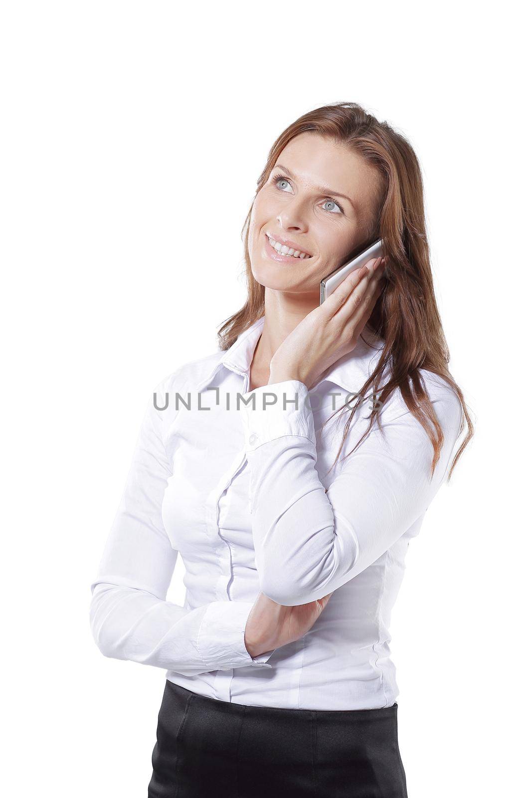 woman consultant talking on a mobile phone.photo with copy space