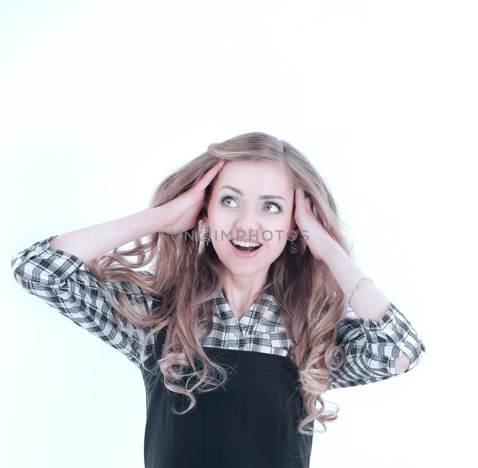 portrait of a surprised young business woman.isolated on white .photo with copy space