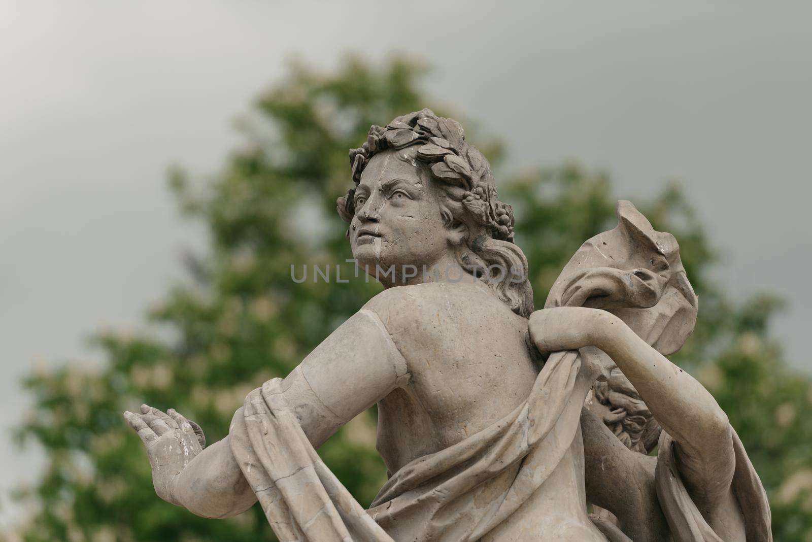 Warsaw, Poland - MAY 12, 2022: The old sculpture in Royal Baths Park, Lazienki Park