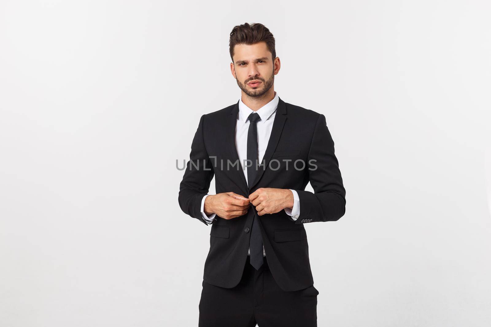 Business Concept - Portrait Handsome Business man confident face. White Background