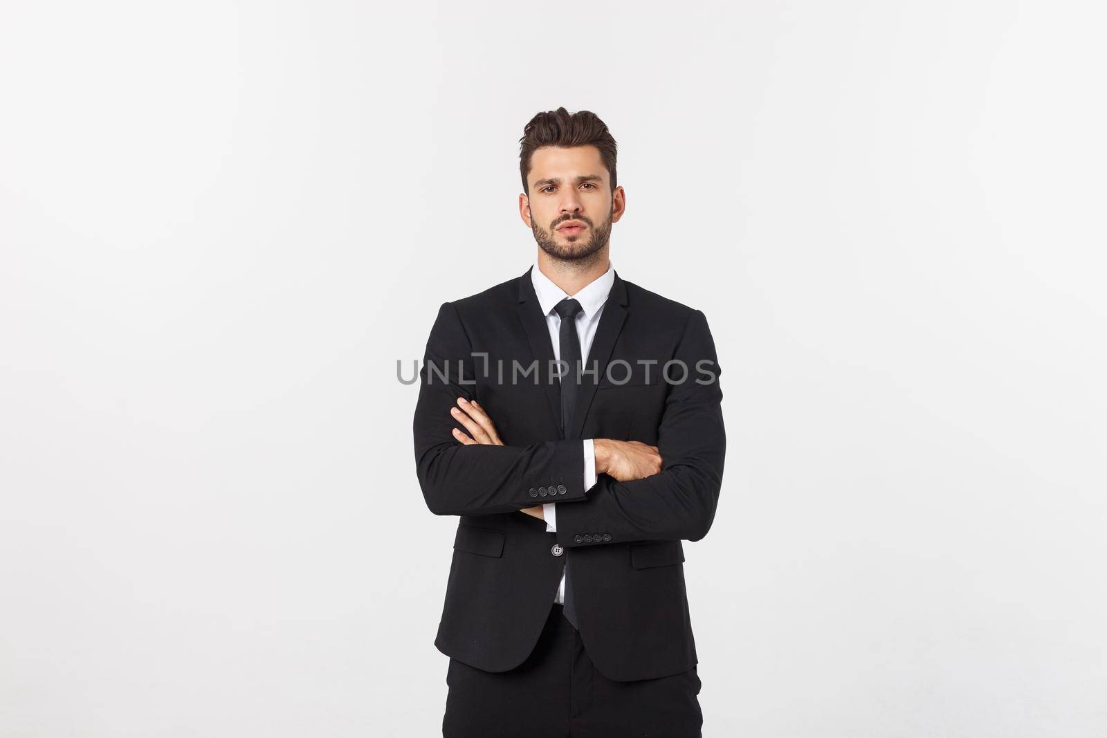 Business Concept - Portrait Handsome Business man confident face. White Background. by Benzoix