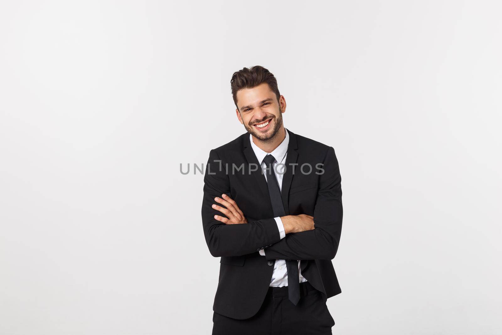 Business Concept - Portrait Handsome Business man confident face. White Background. by Benzoix